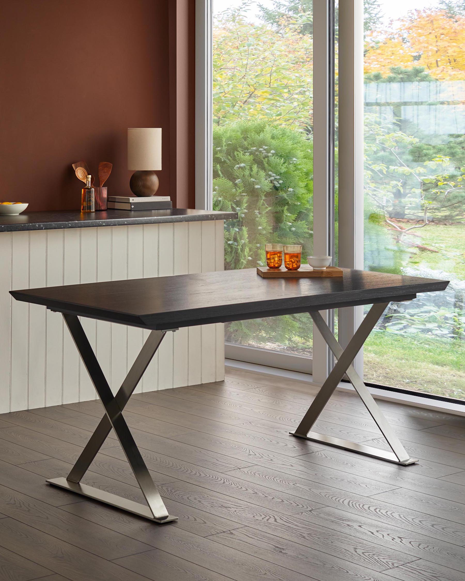Nala black wood 6 seater dining table