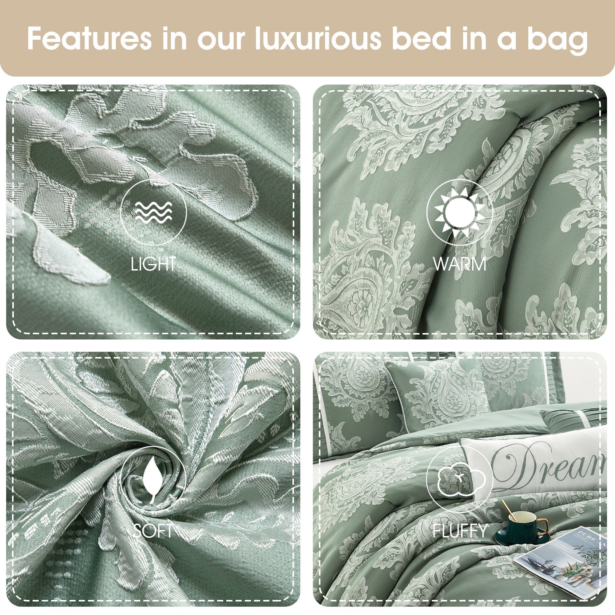 Nanshing Tiana 7 Piece Traditional Damask Comforter Set