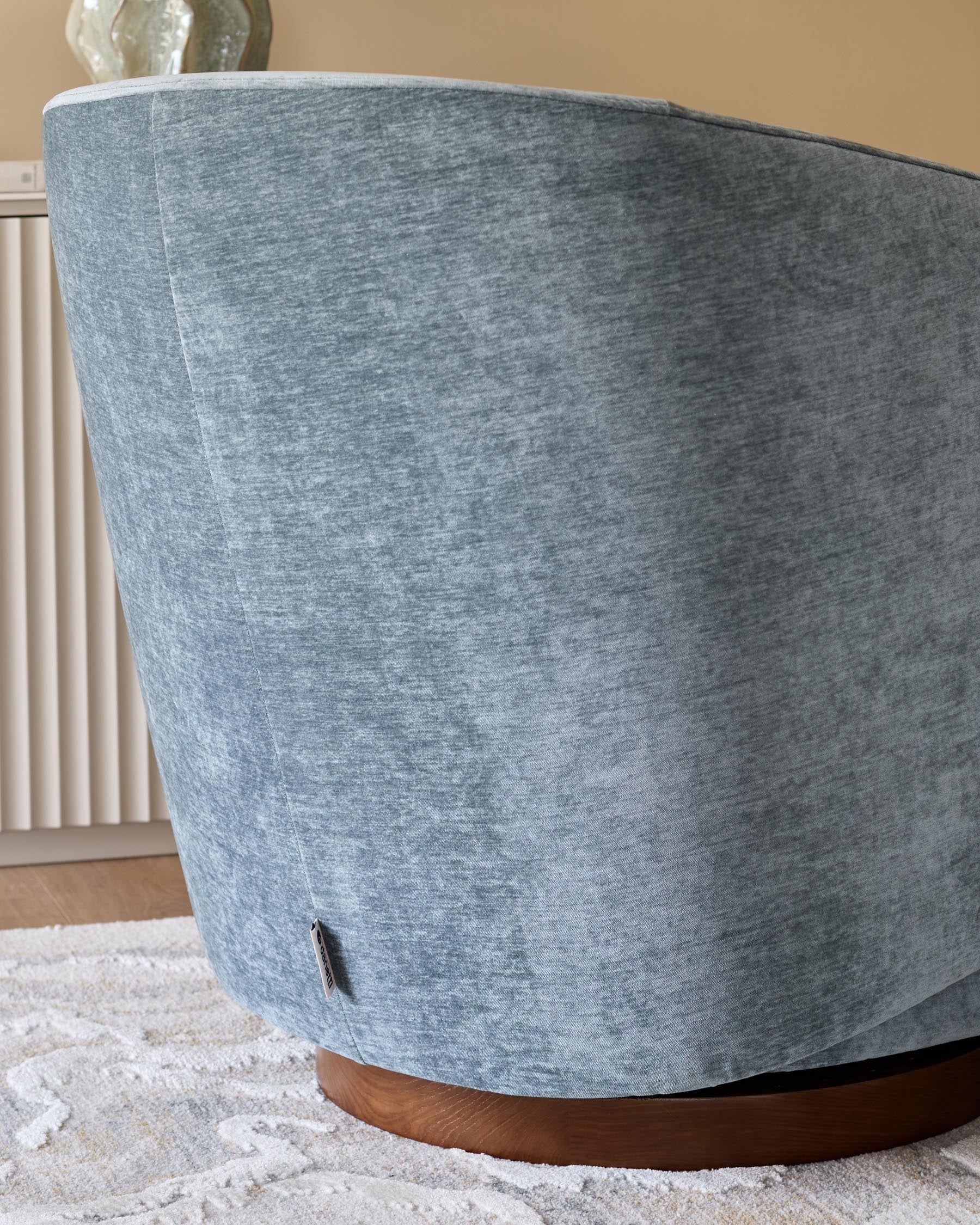 Natalia blue grey chenille swivel accent chair