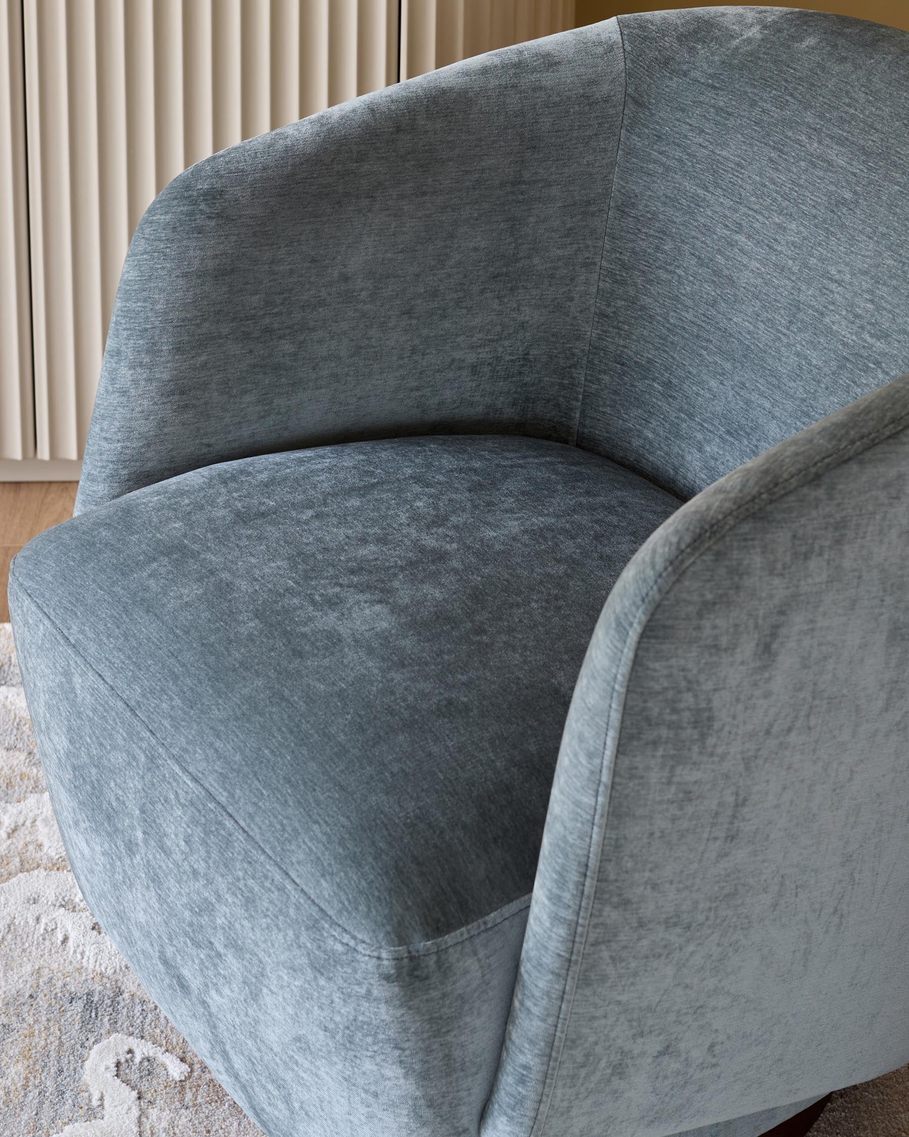 Natalia blue grey chenille swivel accent chair