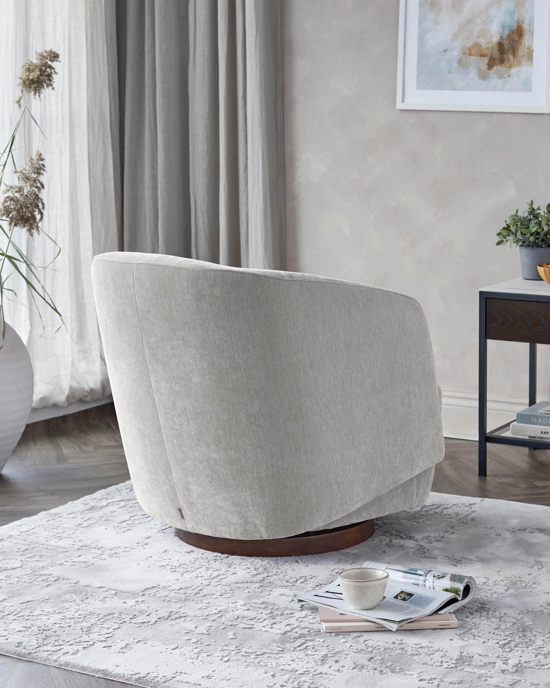 Natalia light grey chenille swivel accent chair
