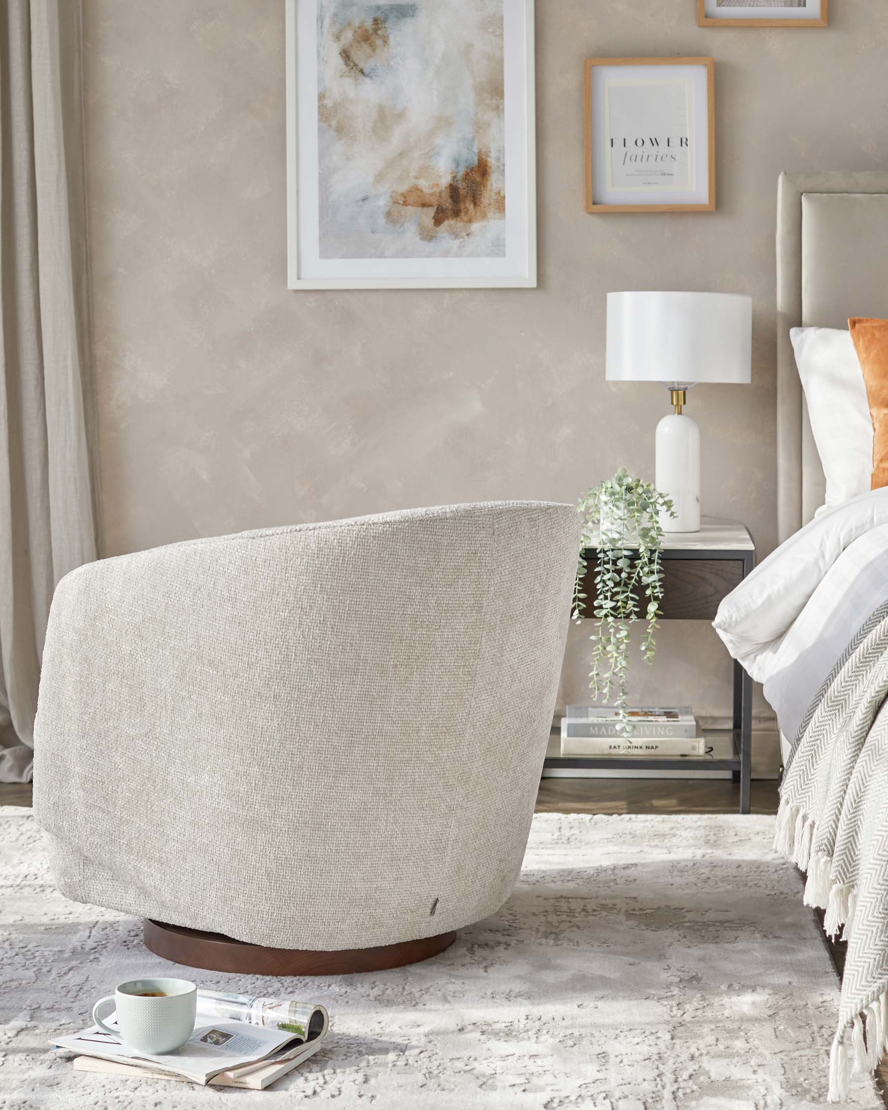 Natalia natural chunky weave swivel accent chair