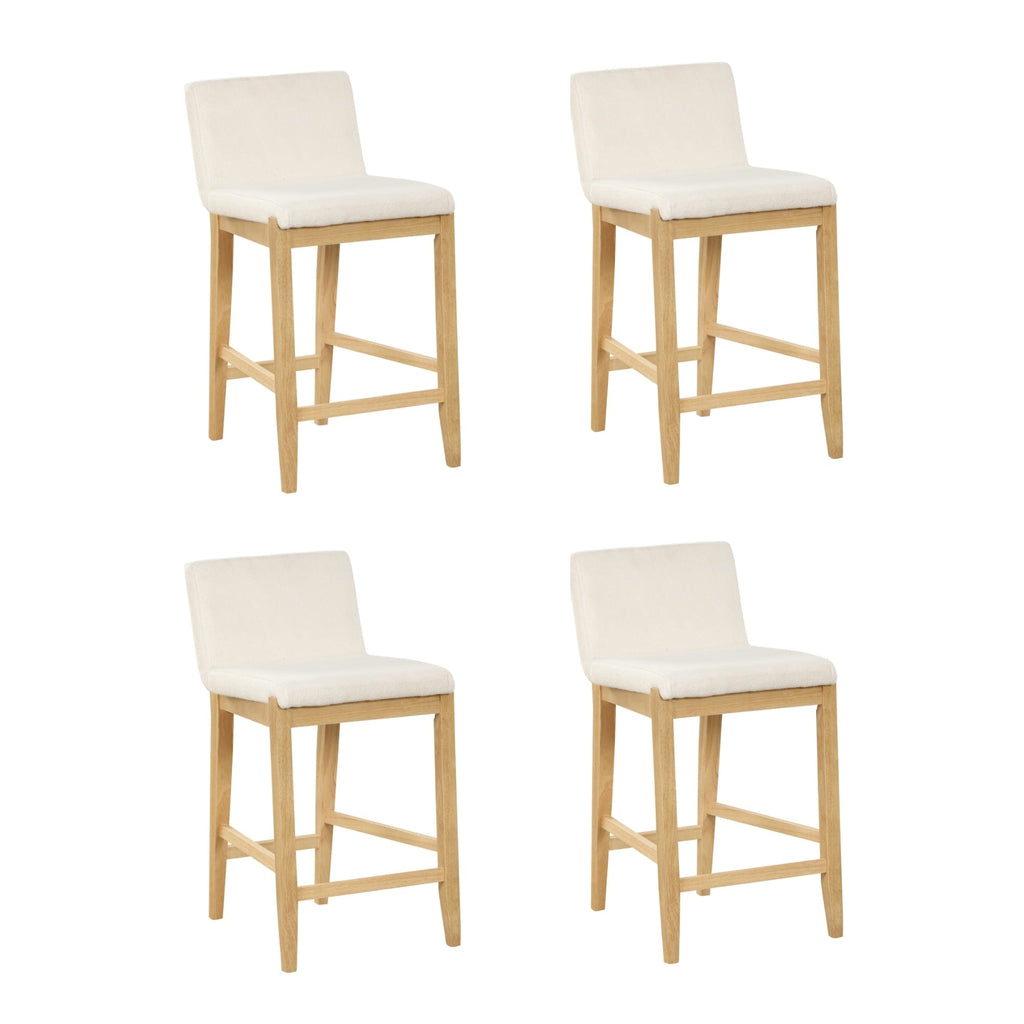 Gracie Modern Bar Stool, Boucle Upholstered Chair and Brushed Wooden Legs