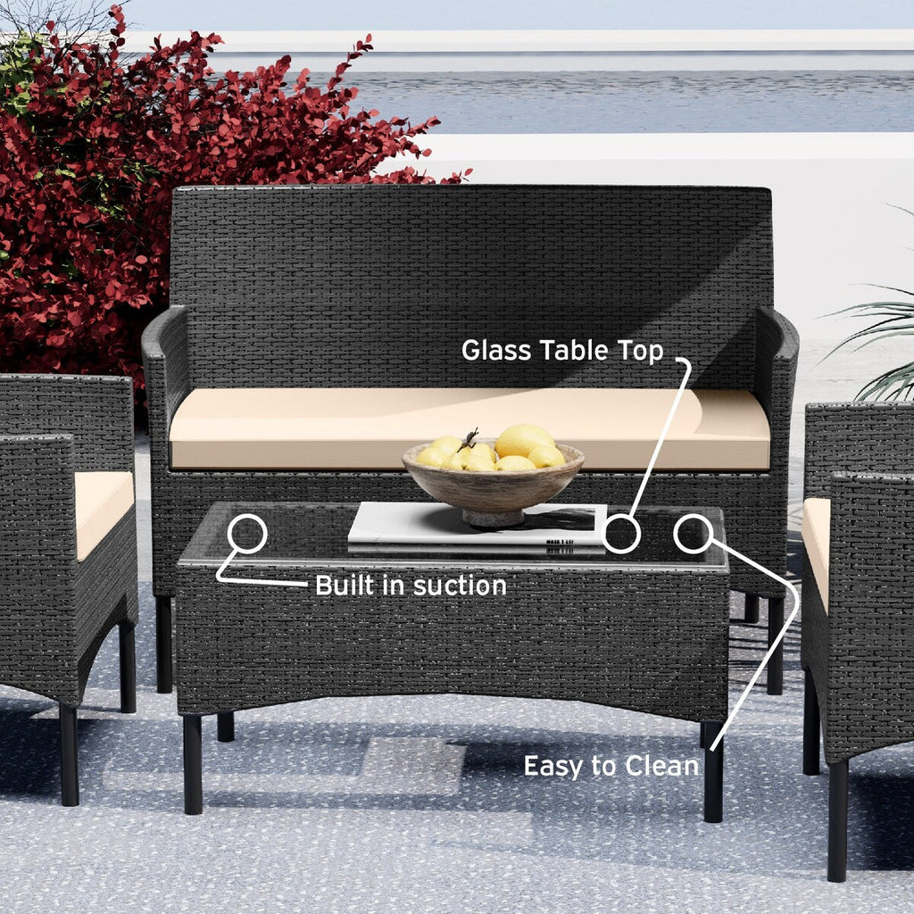 Nestl 4 Piece Wicker Patio Furniture Set - Outside Patio Conversation Set