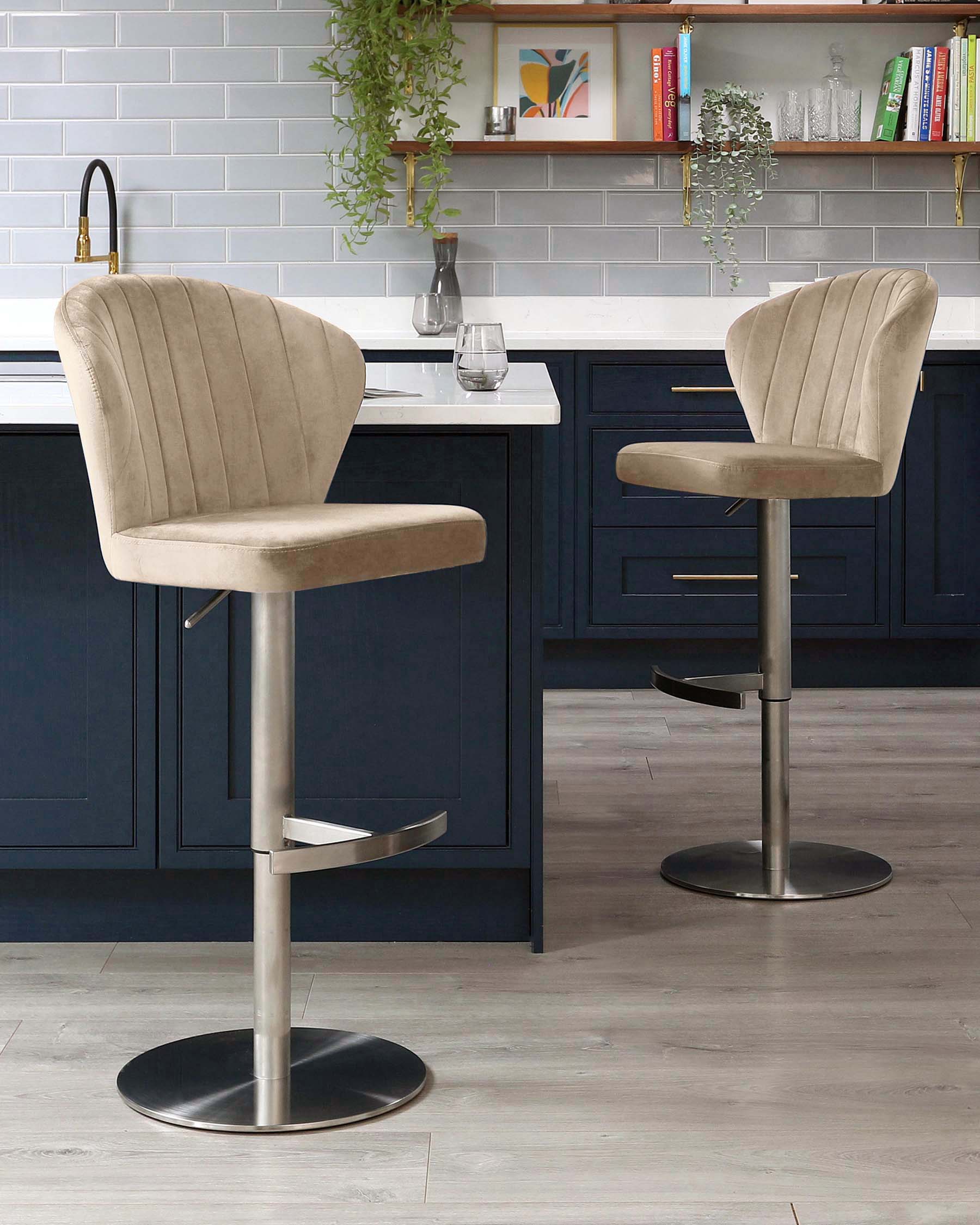 Harper Champagne Velvet Gas Lift Bar Stool