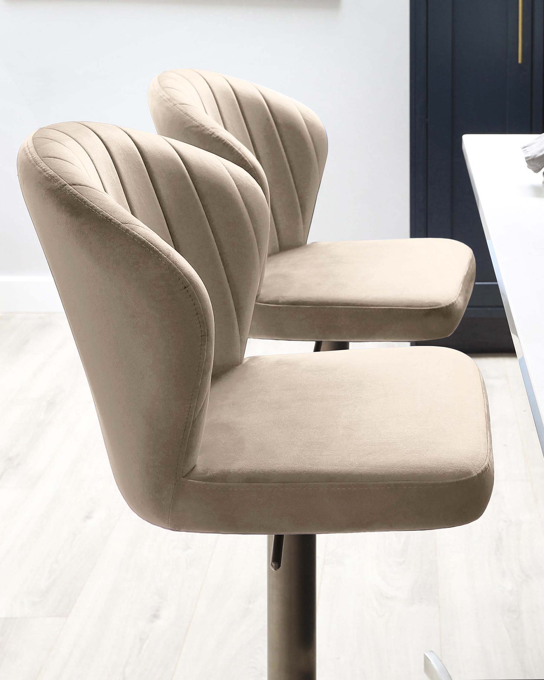 Harper Champagne Velvet Gas Lift Bar Stool