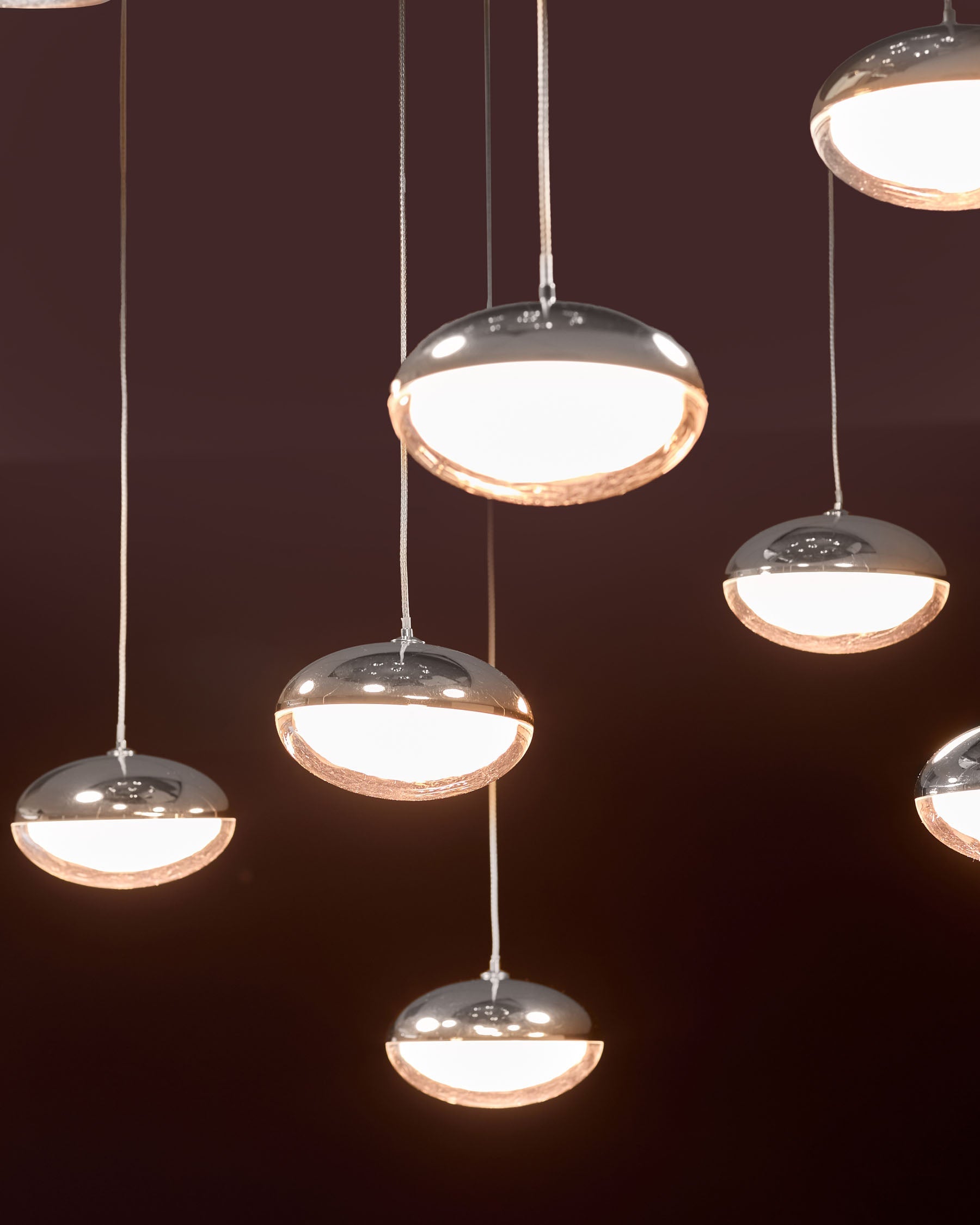 Nina silver chrome with clear glass LED adjustable 10 pendant