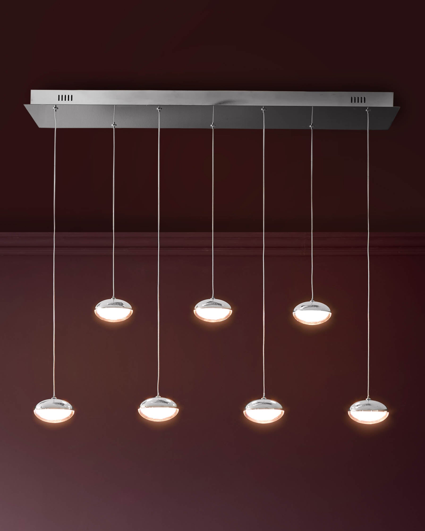 Nina silver chrome with clear gloss LED adjustable 7 pendant