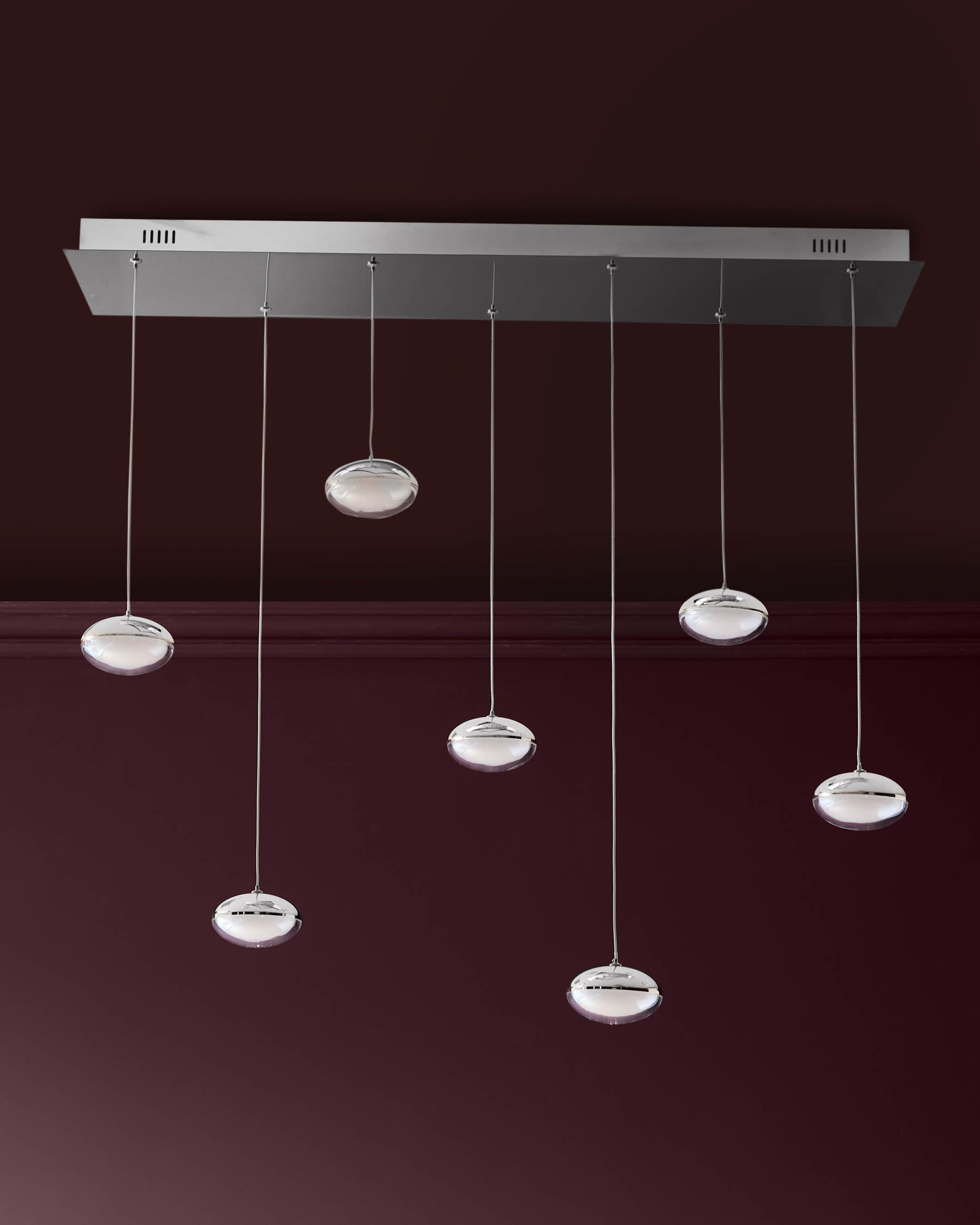 Nina silver chrome with clear gloss LED adjustable 7 pendant