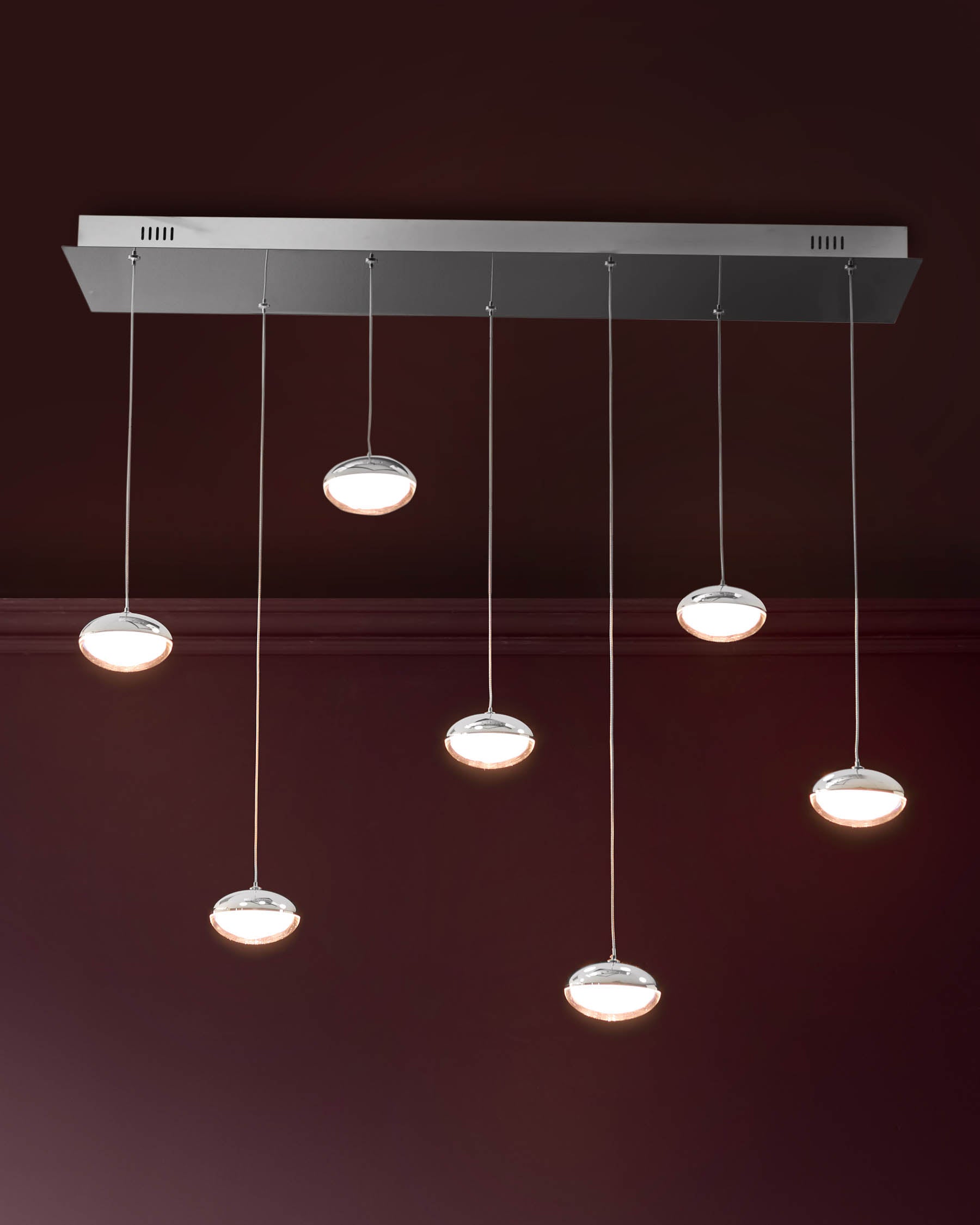 Nina silver chrome with clear gloss LED adjustable 7 pendant