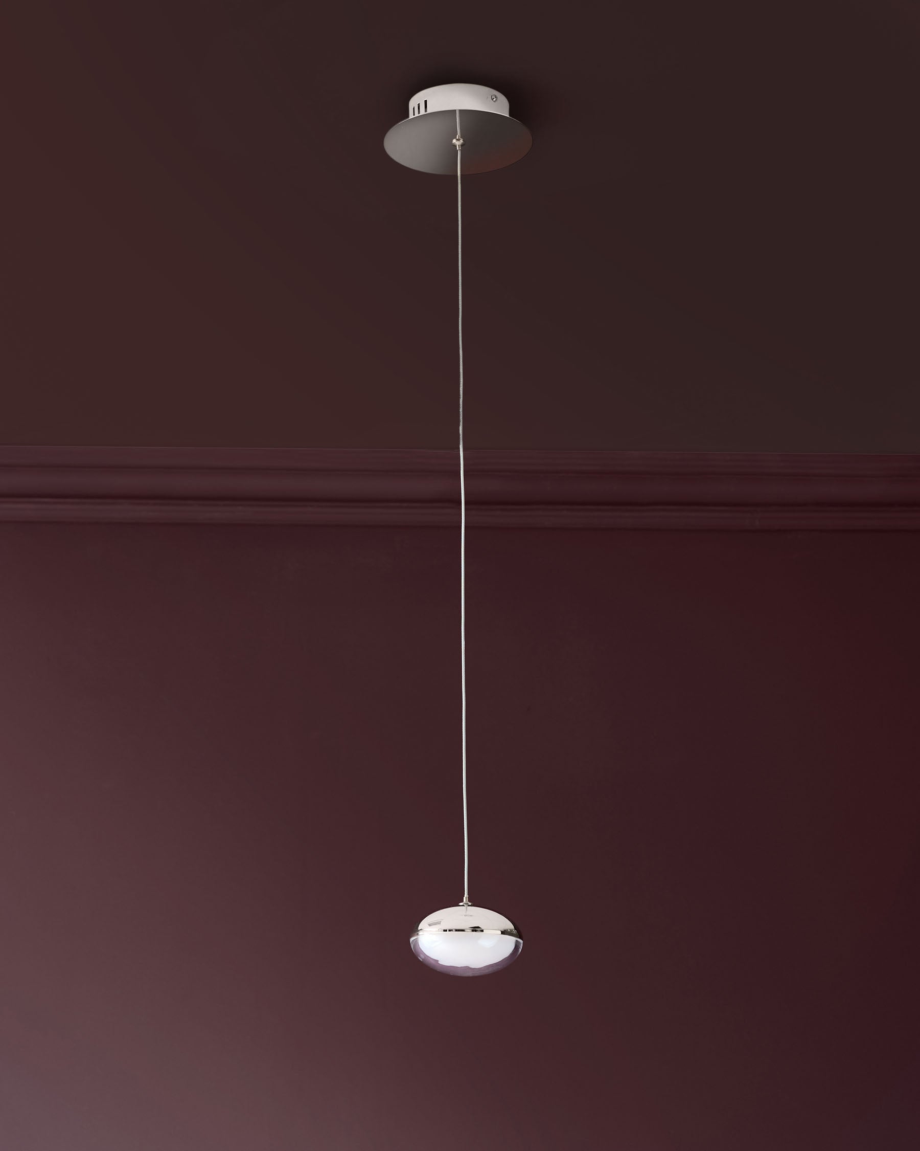 Nina silver chrome with clear glass LED adjustable single drop pendant