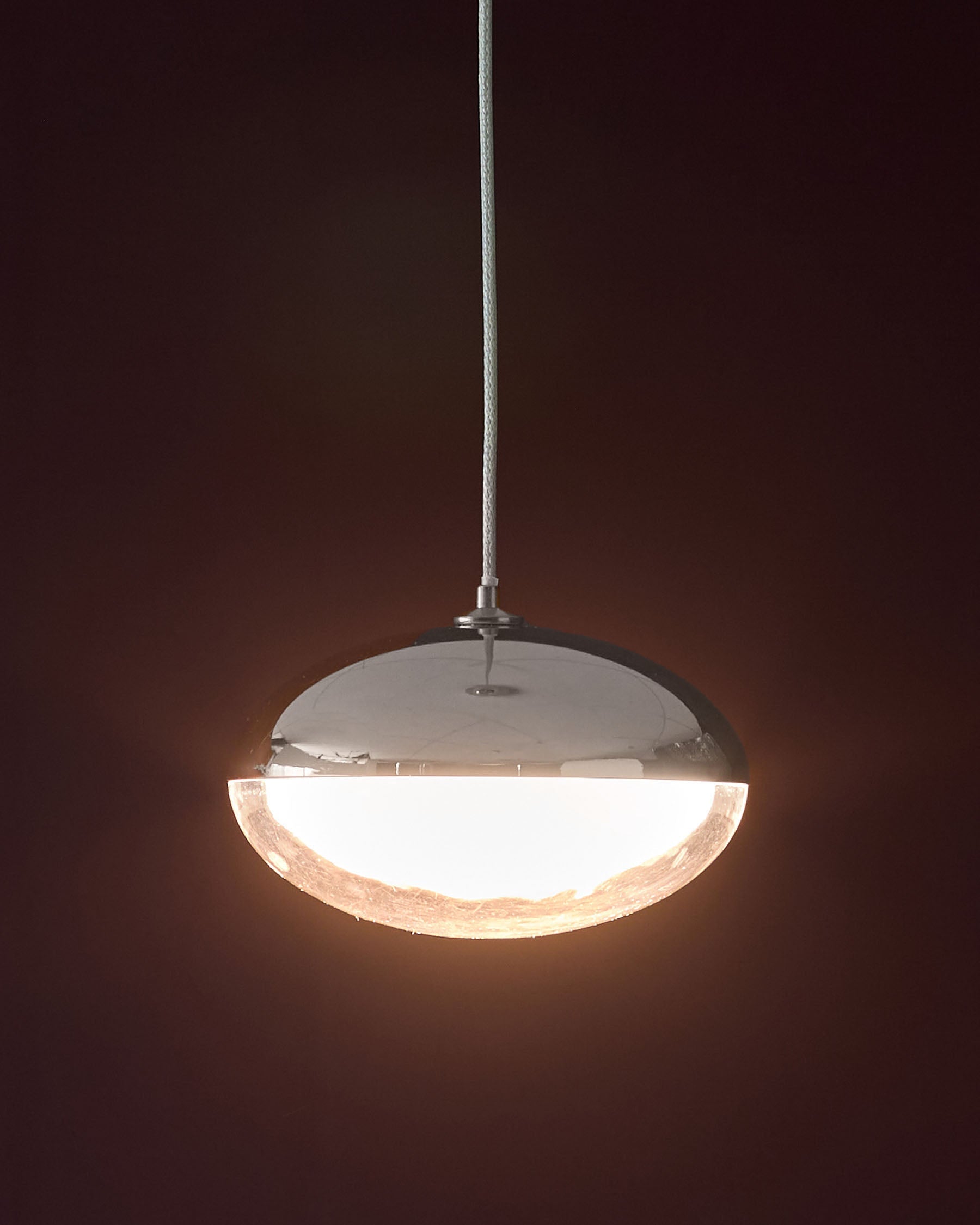 Nina silver chrome with clear glass LED adjustable single drop pendant