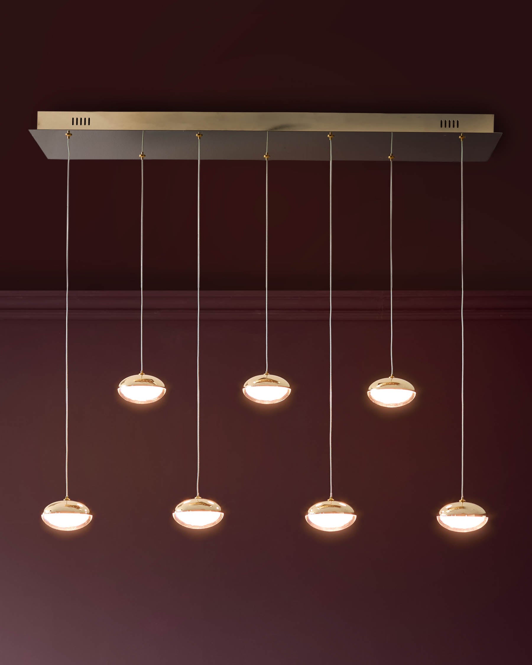 Nina soft gold with clear glass LED adjustable 7 pendant