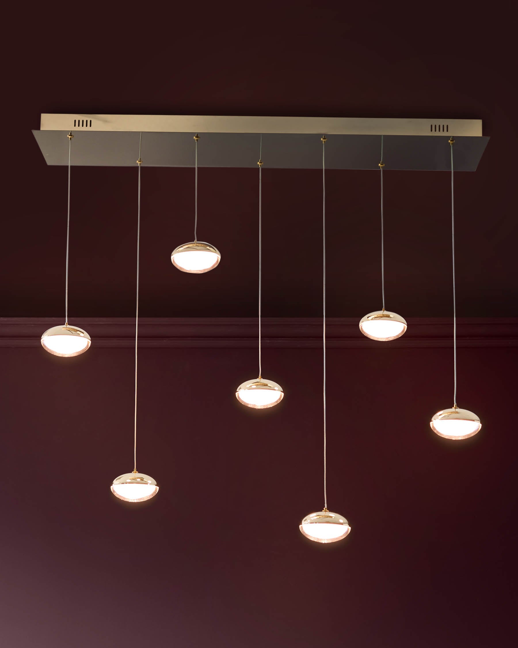 Nina soft gold with clear glass LED adjustable 7 pendant