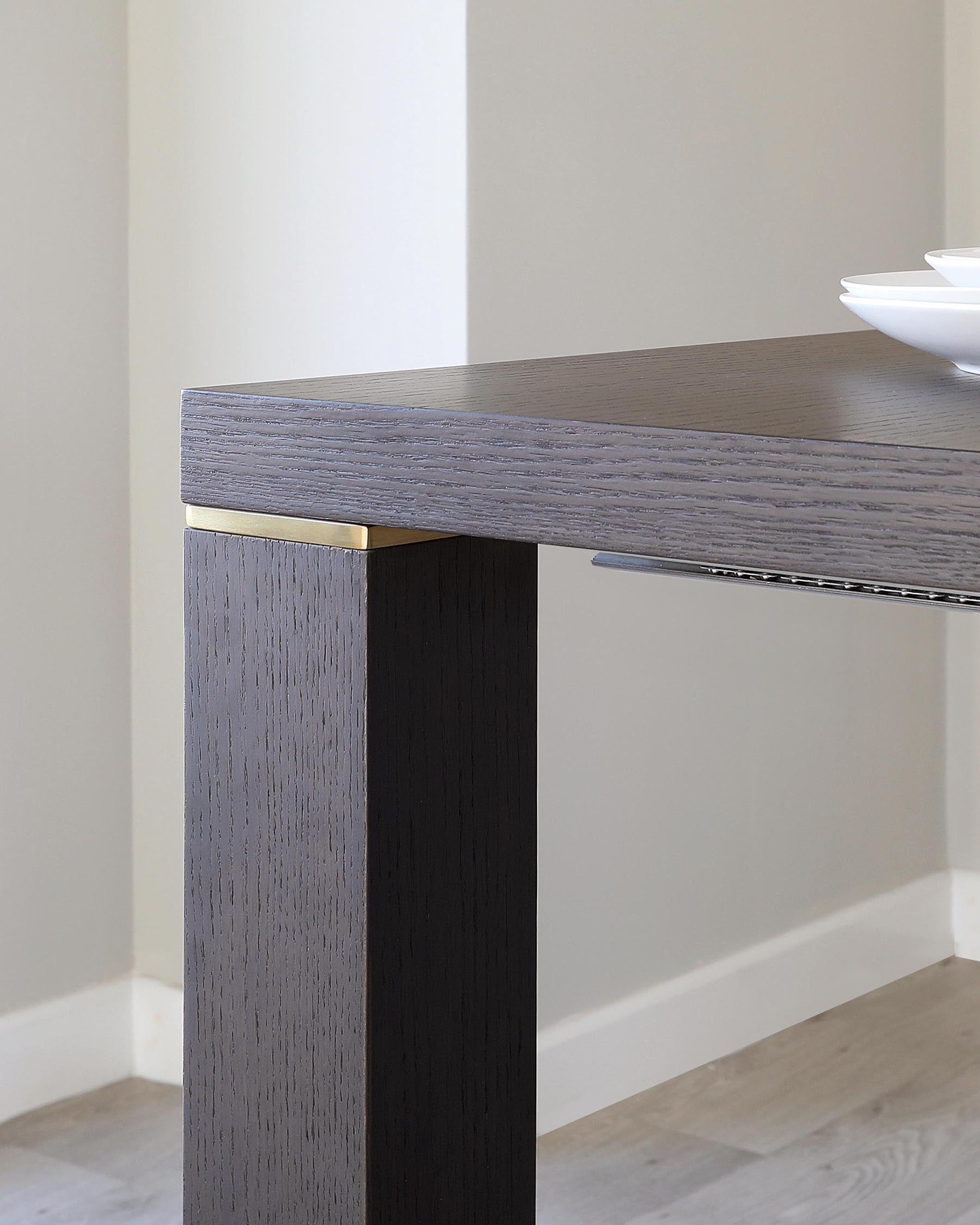 Nixon Dark Oak And Brass Extending 4 To 10 Seater Dining Table