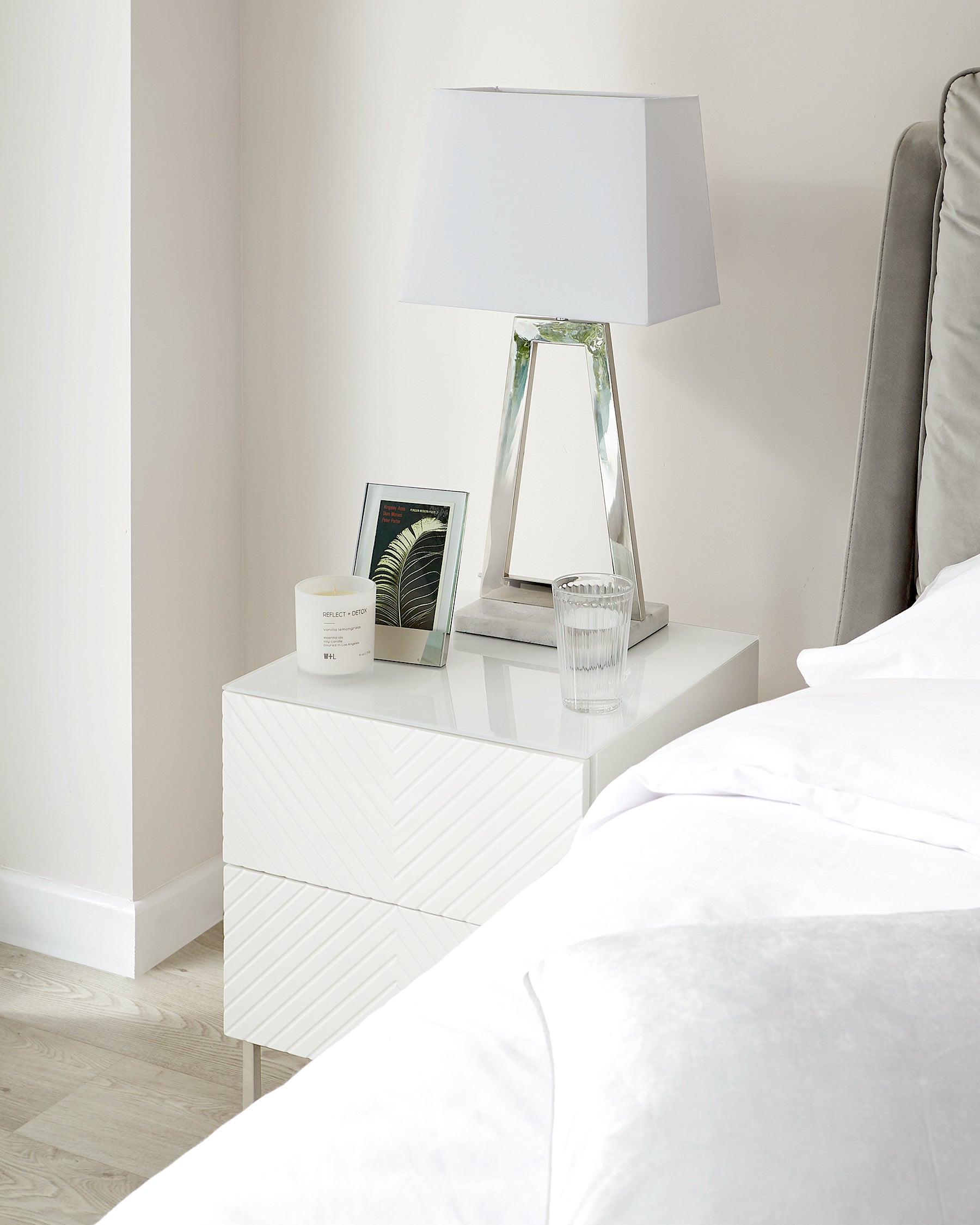 Noah White Gloss 2 Drawer Bedside Table