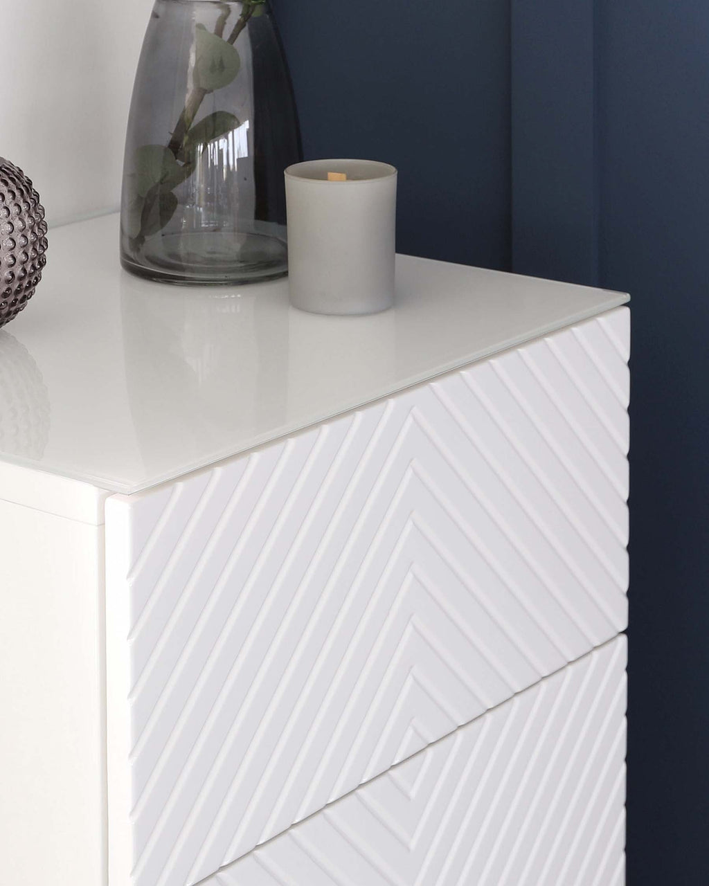 Noah White Gloss Tallboy With Brass Legs