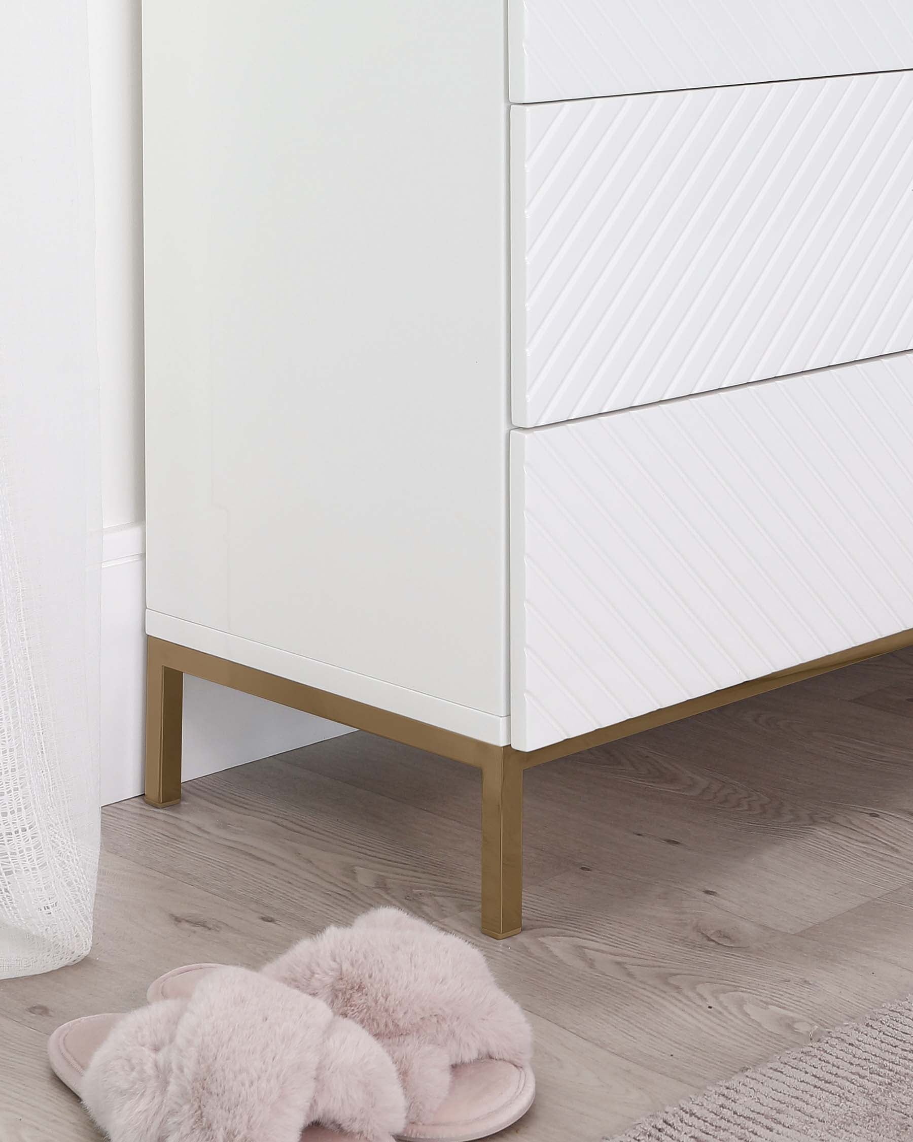 Noah White Gloss Chest Of Drawers With Brass Legs
