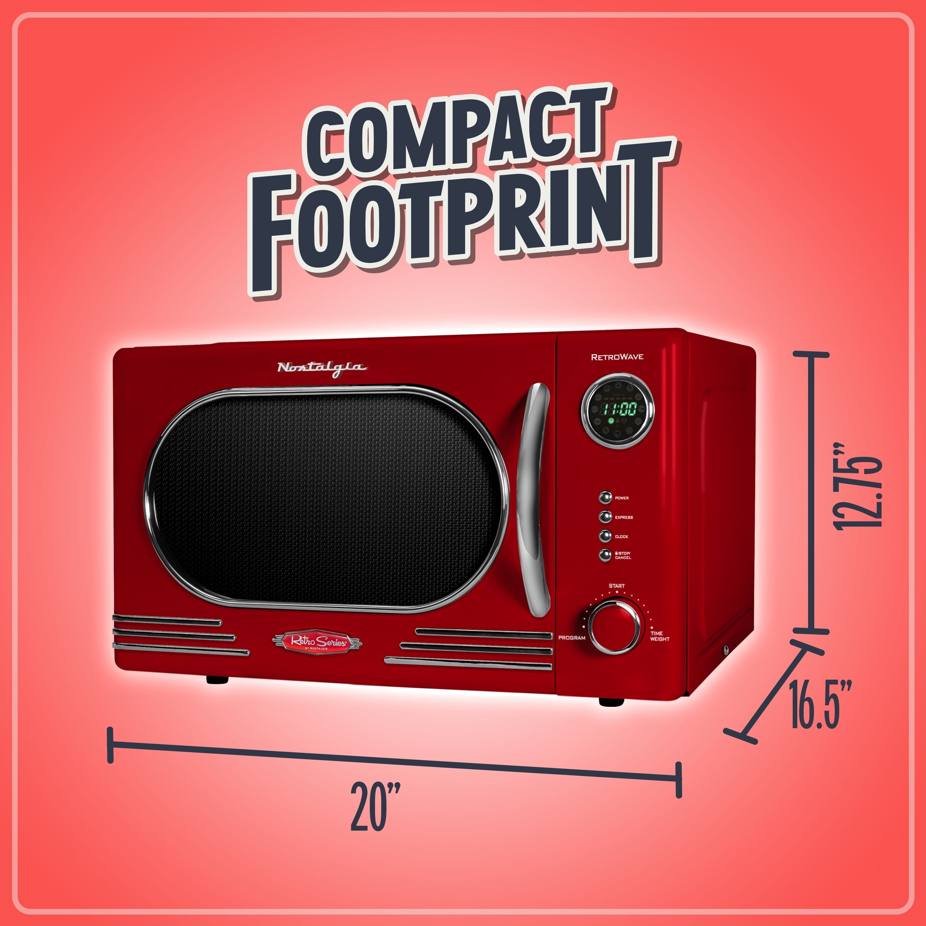 Nostalgia Retro Countertop Microwave 1.1 Cu Ft & 1000 Watt