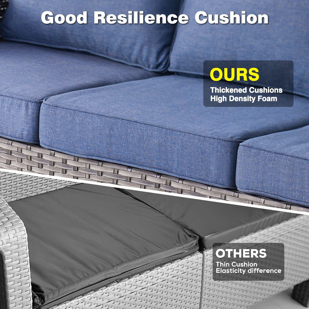 OVIOS 5-piece Patio Wicker High Back Conversation Set