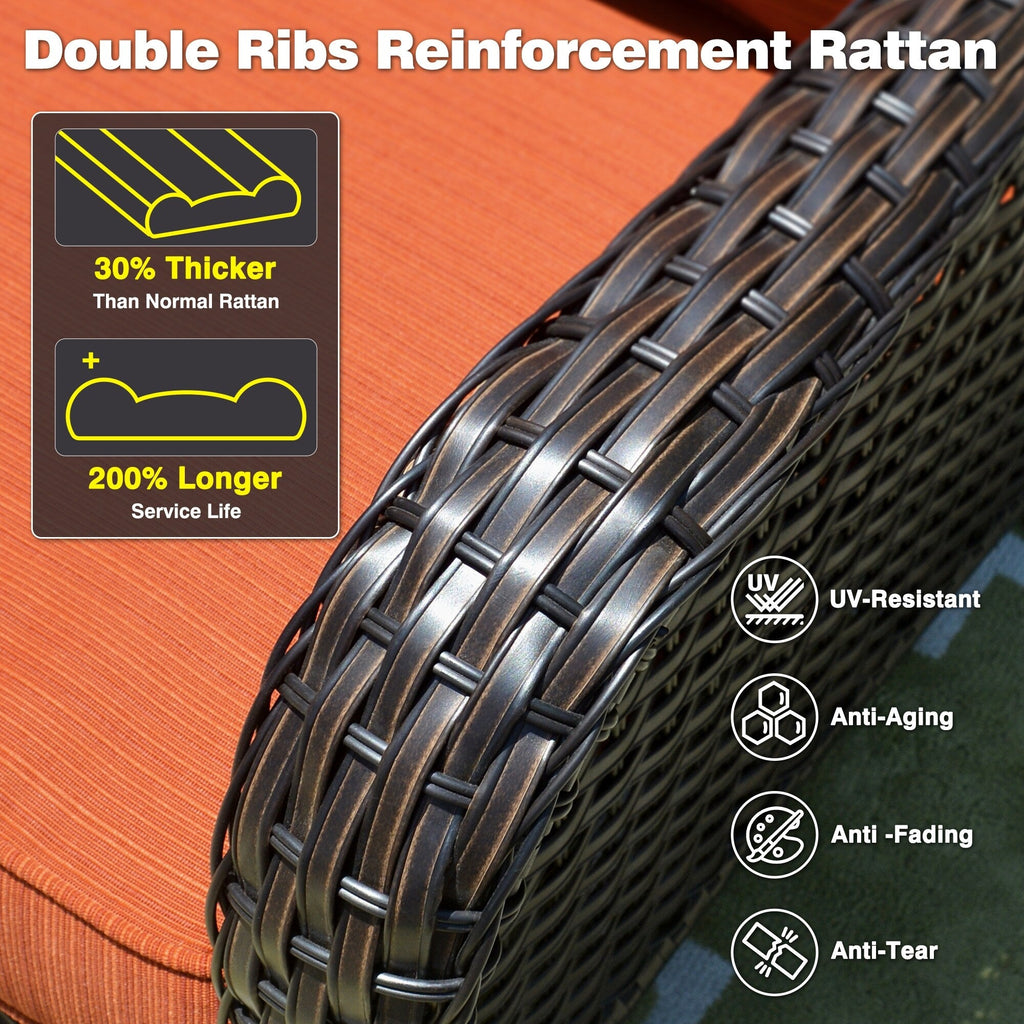 OVIOS 5-piece Patio Wicker High Back Conversation Set