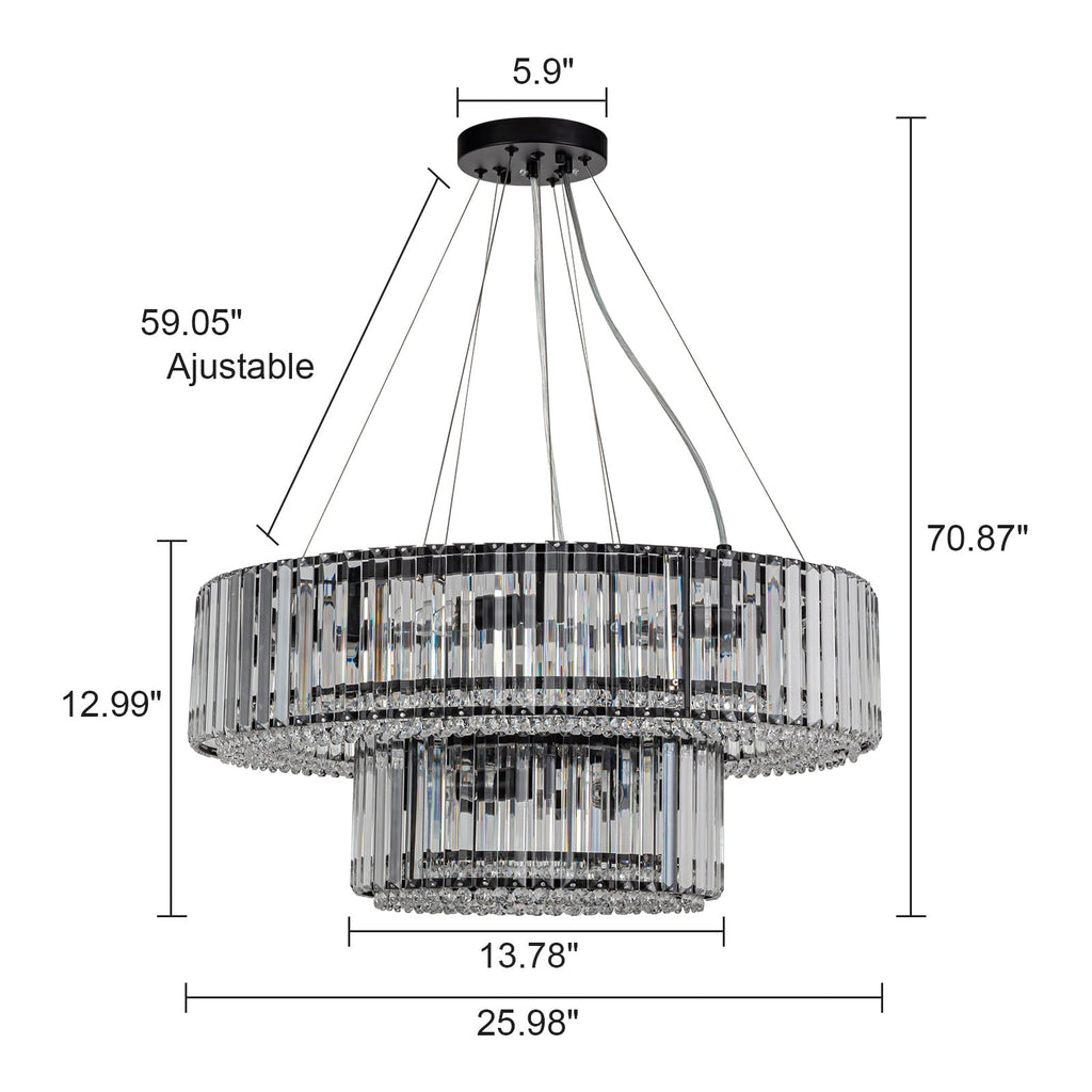 OYIPRO 6/8/12-Light Modern Round Crystal Chandelier Drum Shape Pendant Light for Kitchen Island