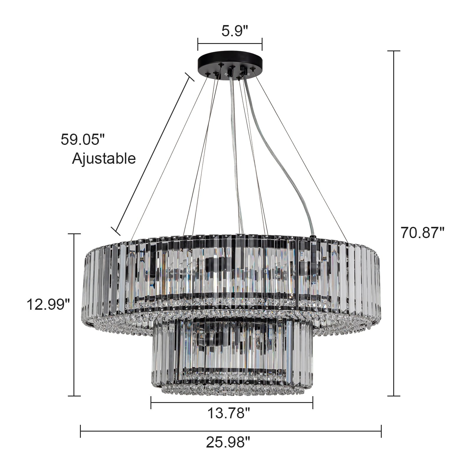 OYIPRO 6/8/12-Light Modern Round Crystal Chandelier Drum Shape Pendant Light for Kitchen Island