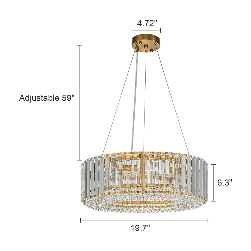 OYIPRO 6/8/12-Light Modern Round Crystal Chandelier Drum Shape Pendant Light for Kitchen Island