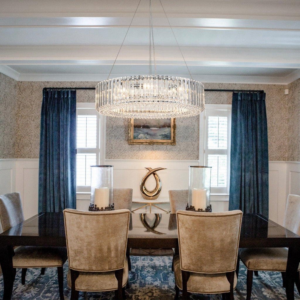 OYIPRO 6/8/12-Light Modern Round Crystal Chandelier Drum Shape Pendant Light for Kitchen Island