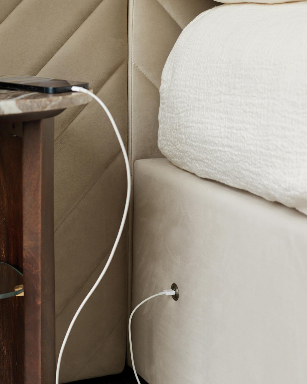 Octavia Luxe Champagne Velvet King Size Ottoman Storage Bed