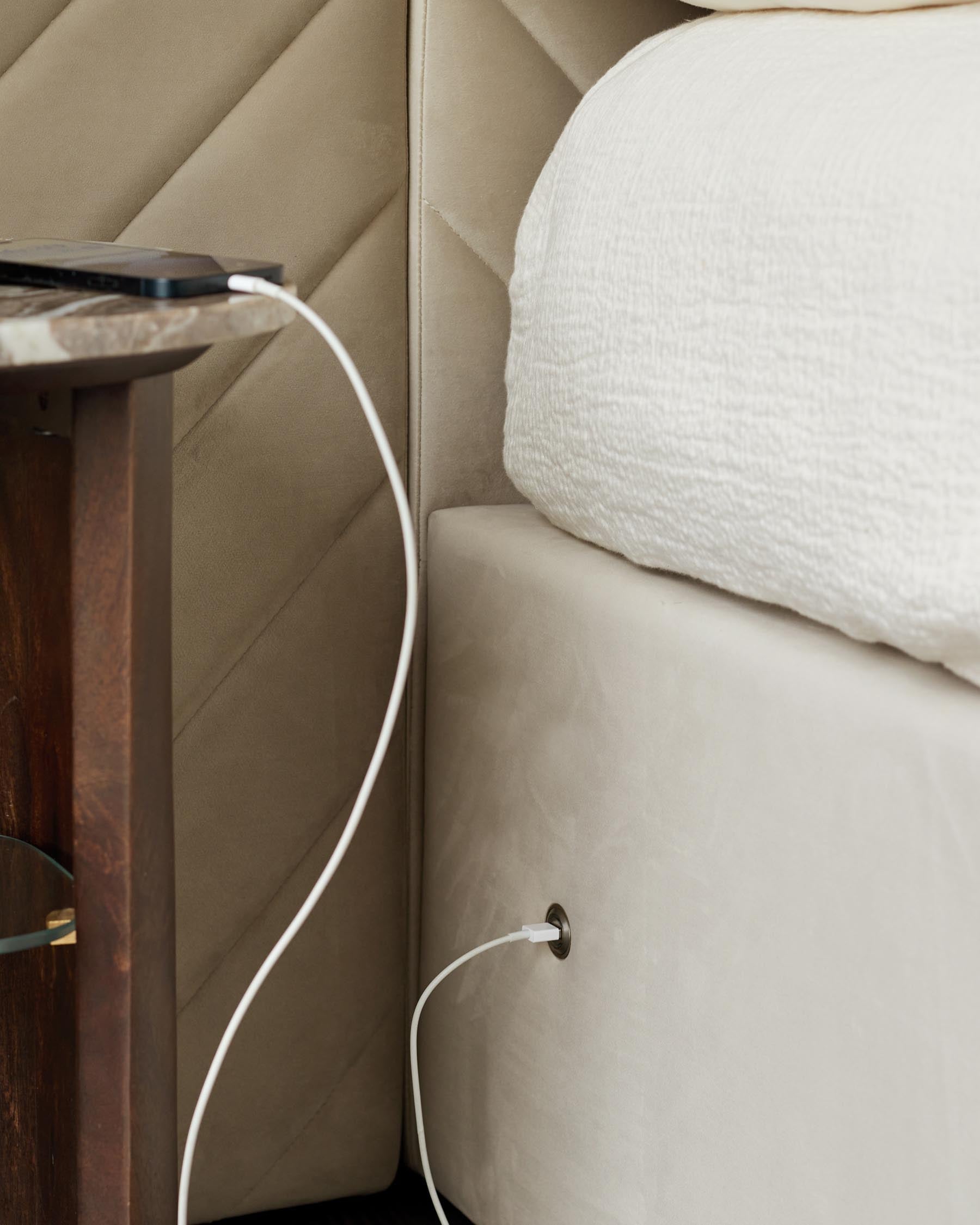 Octavia Luxe Champagne Velvet King Size Ottoman Storage Bed