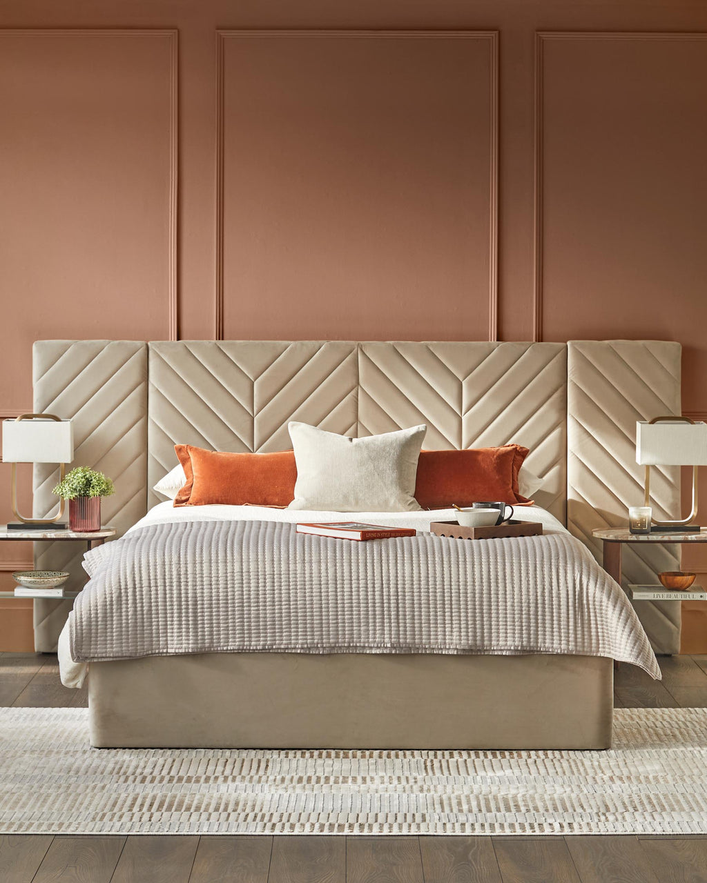 Octavia Luxe Champagne Velvet King Size Ottoman Storage Bed