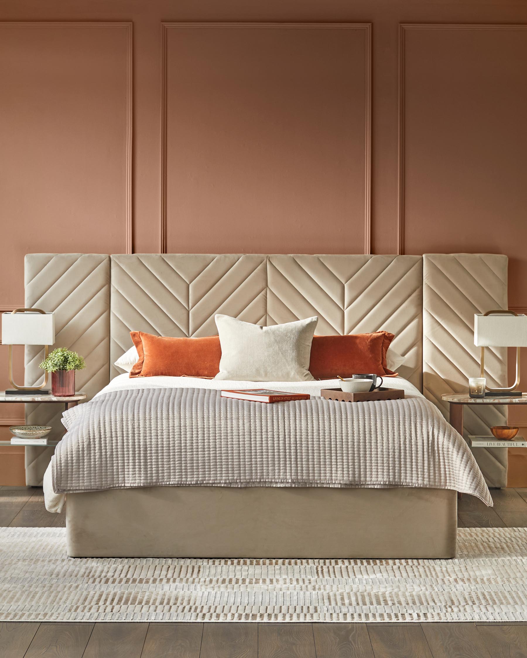 Octavia Luxe Champagne Velvet King Size Ottoman Storage Bed