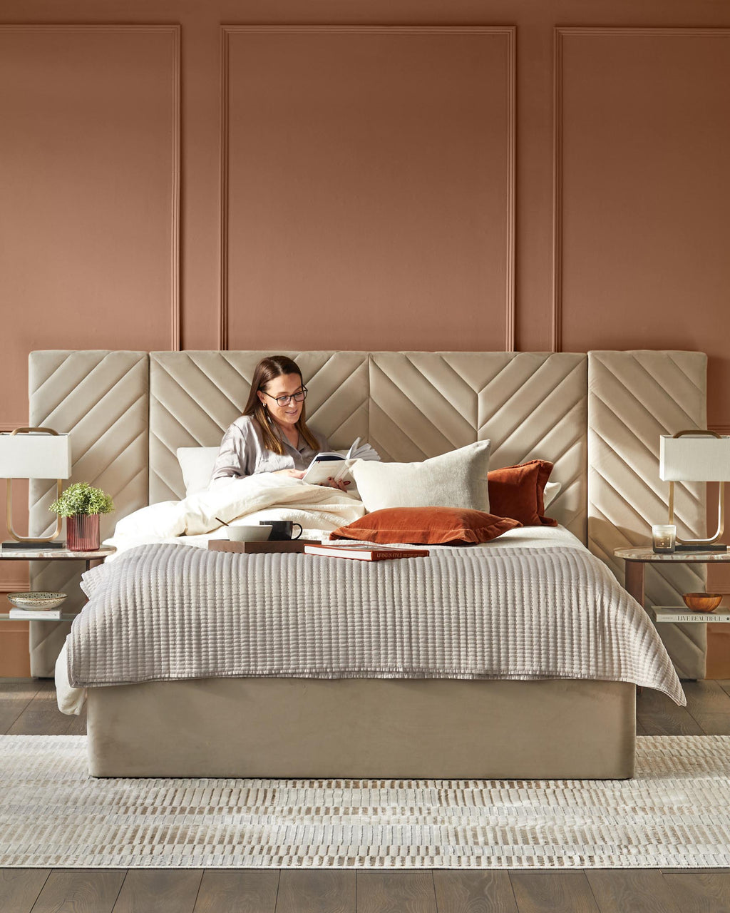 Octavia Luxe Champagne Velvet King Size Ottoman Storage Bed