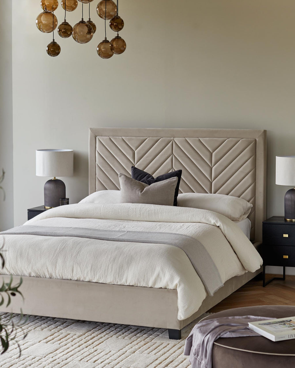 Octavia Champagne Velvet Super King Size Ottoman Storage Bed