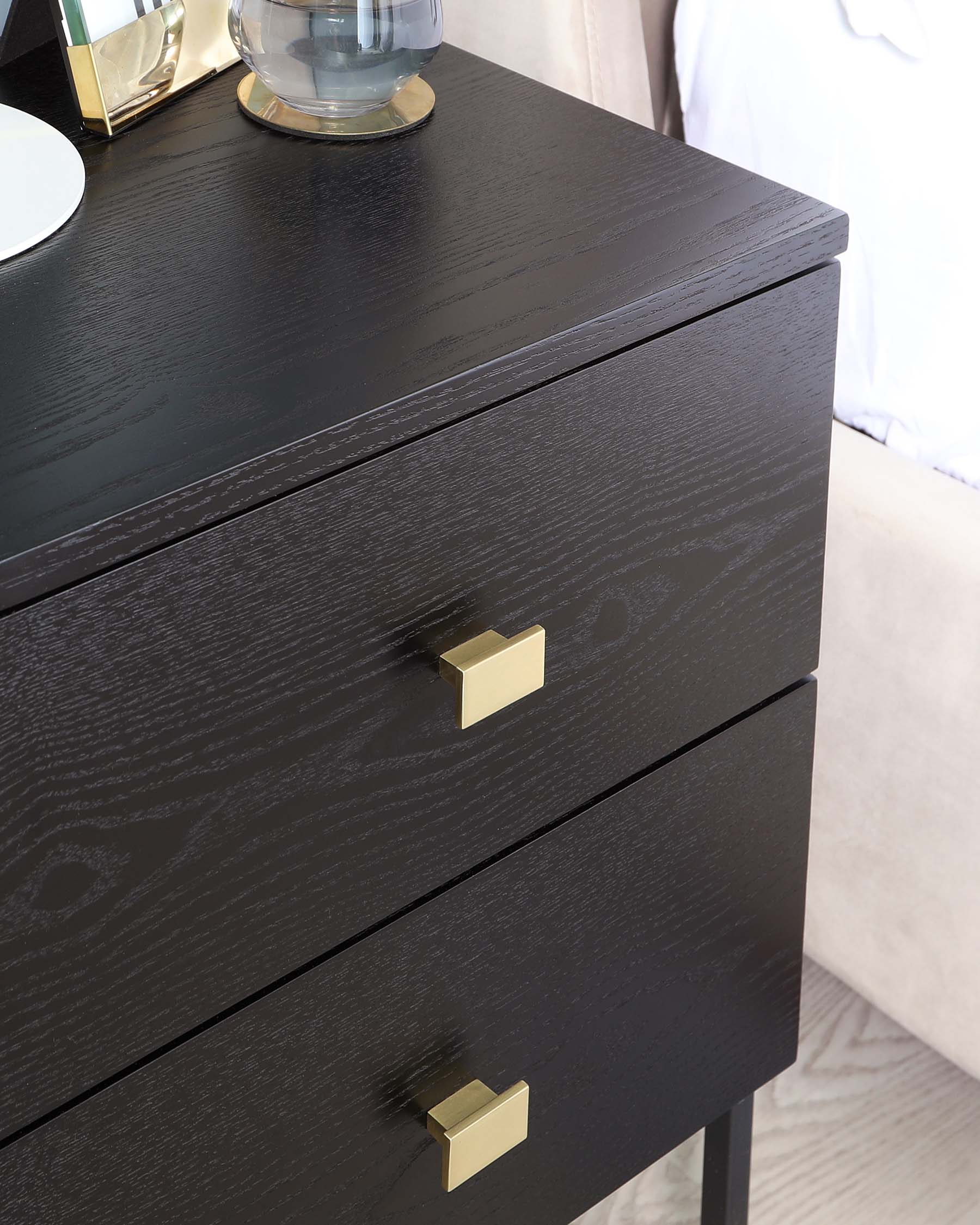 Odele Black Ash 2 Drawer Bedside Table