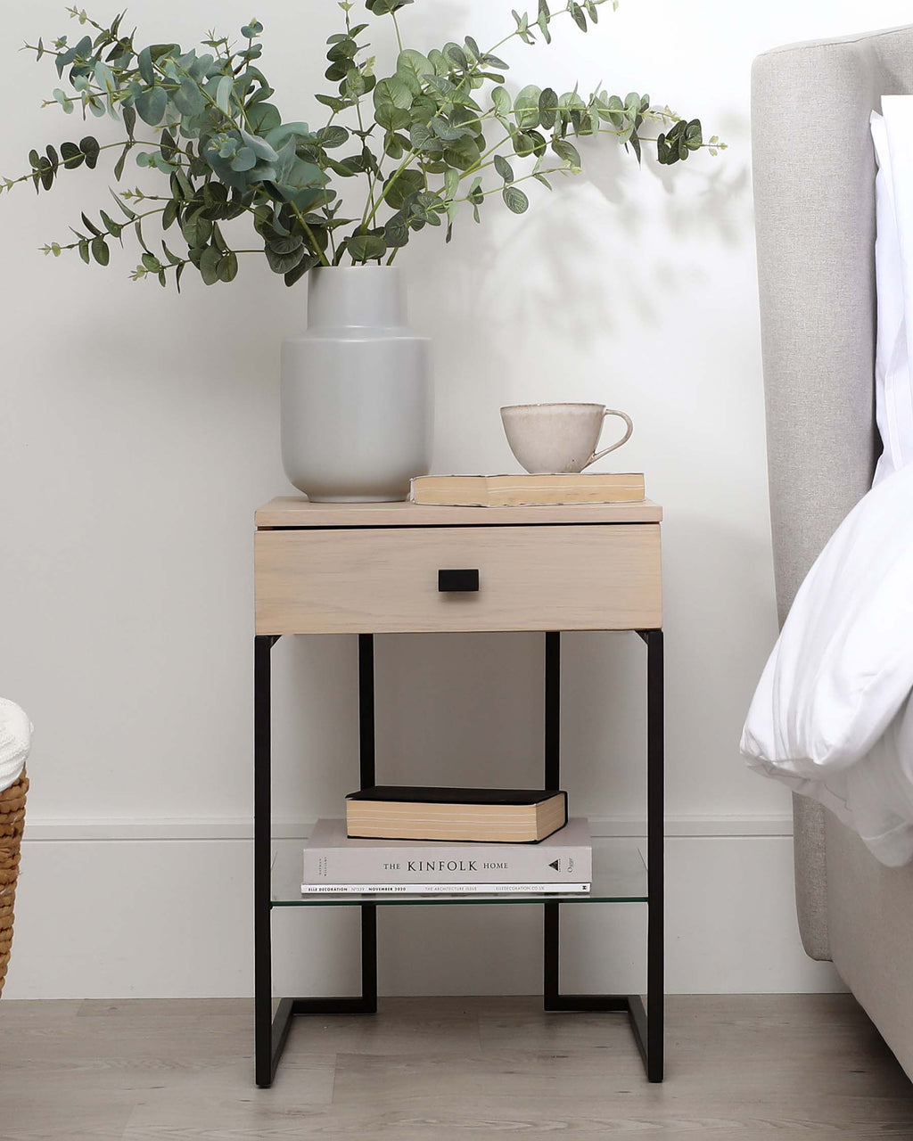 Odele light oak bedside table