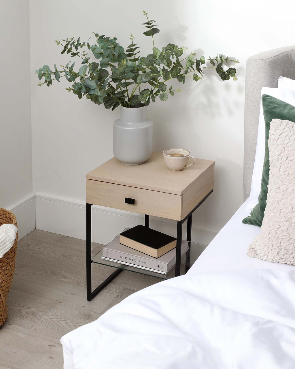 Odele light oak bedside table