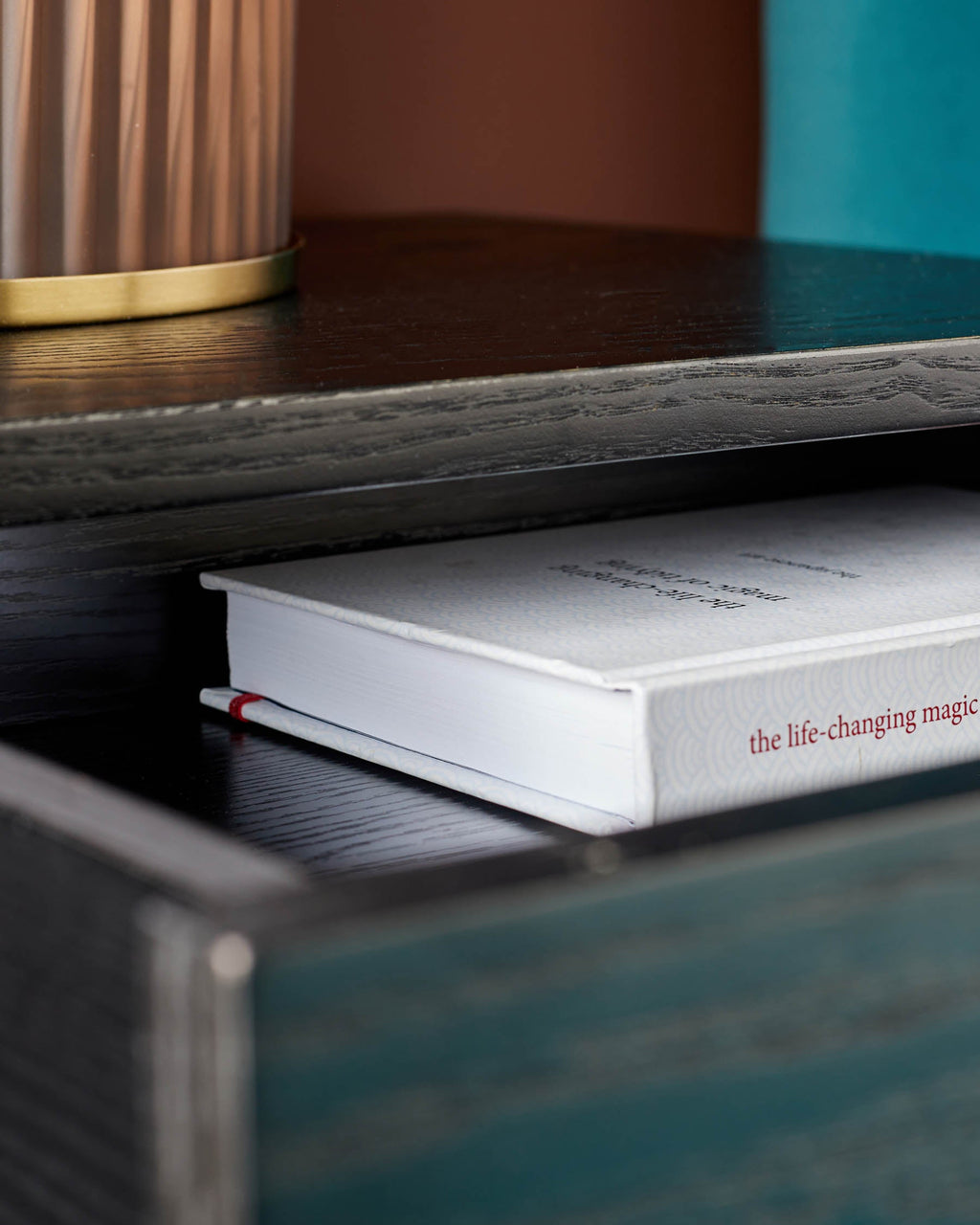 Odele Black Ash Bedside Table