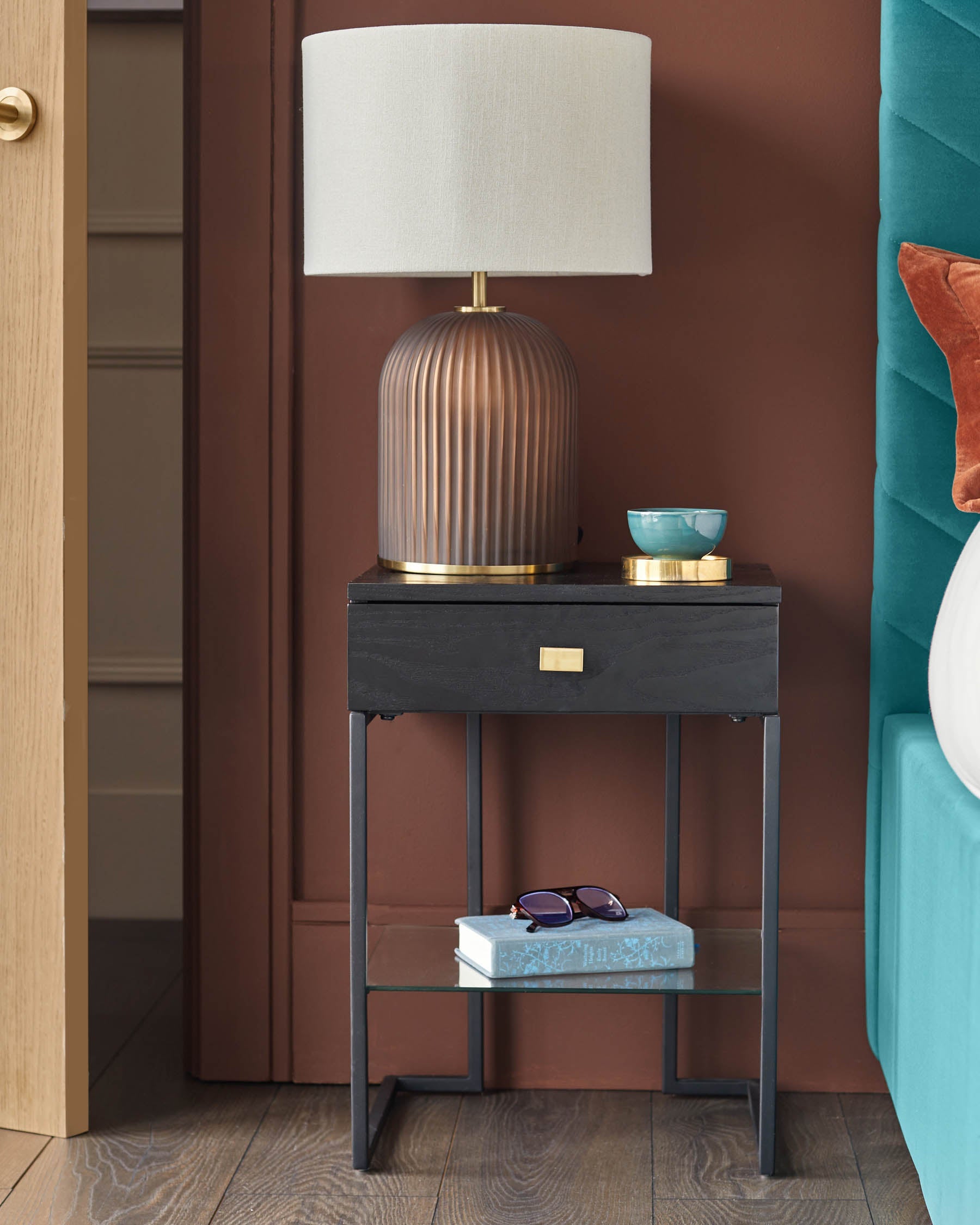 Odele Black Ash Bedside Table