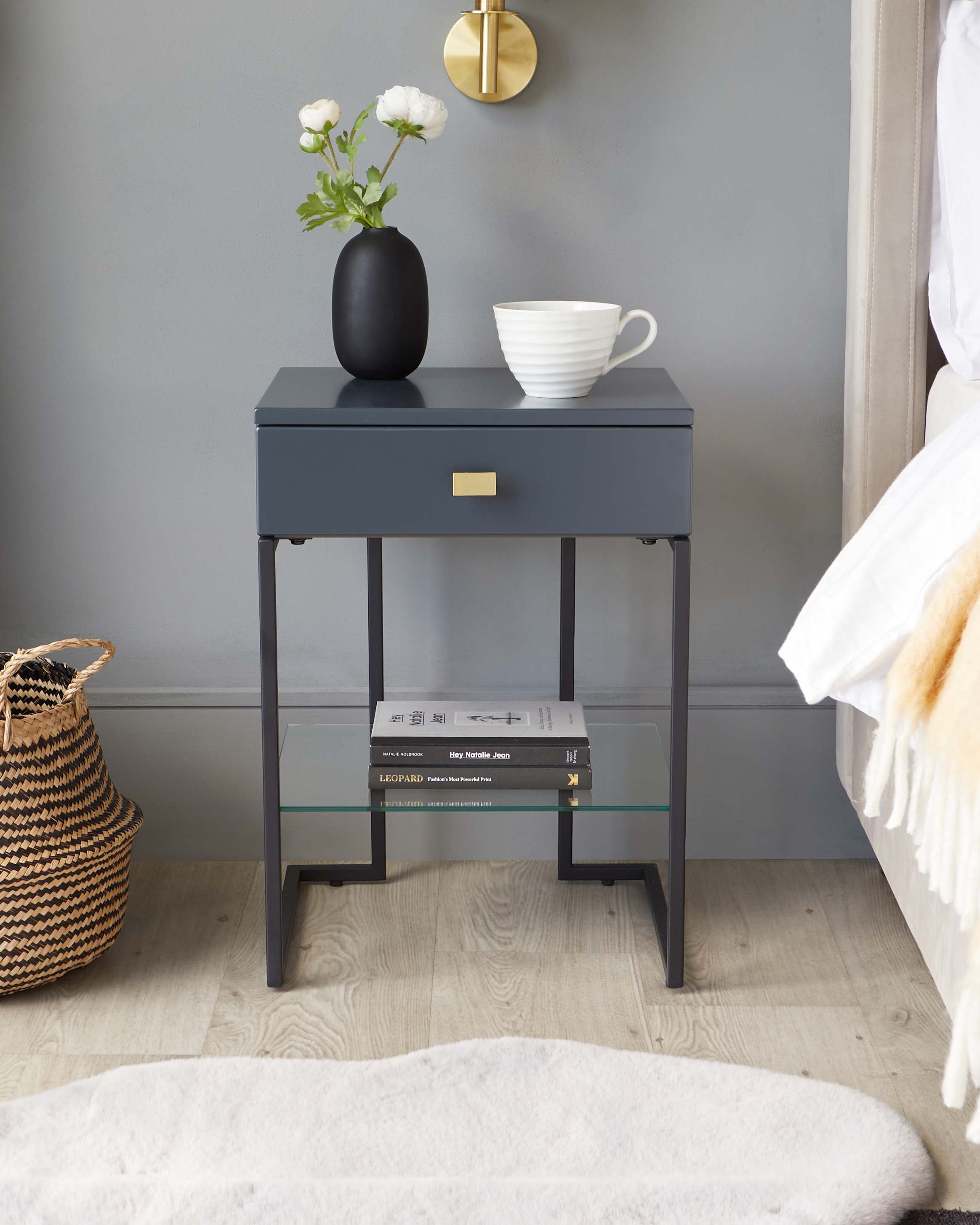 Odele Dark Grey Bedside Table