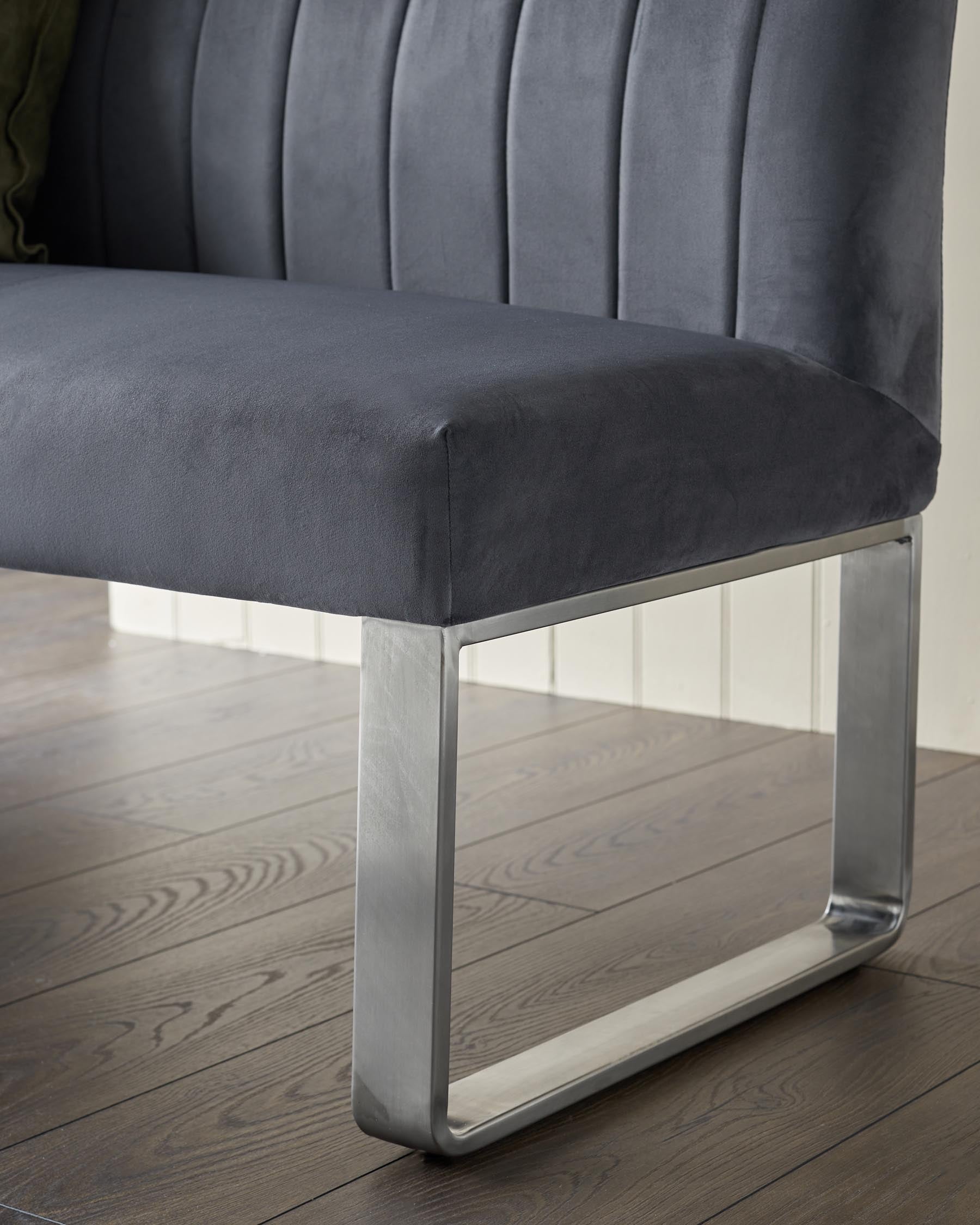 Ophelia Right Hand 5 Seater Dark Grey Velvet Corner Dining Bench