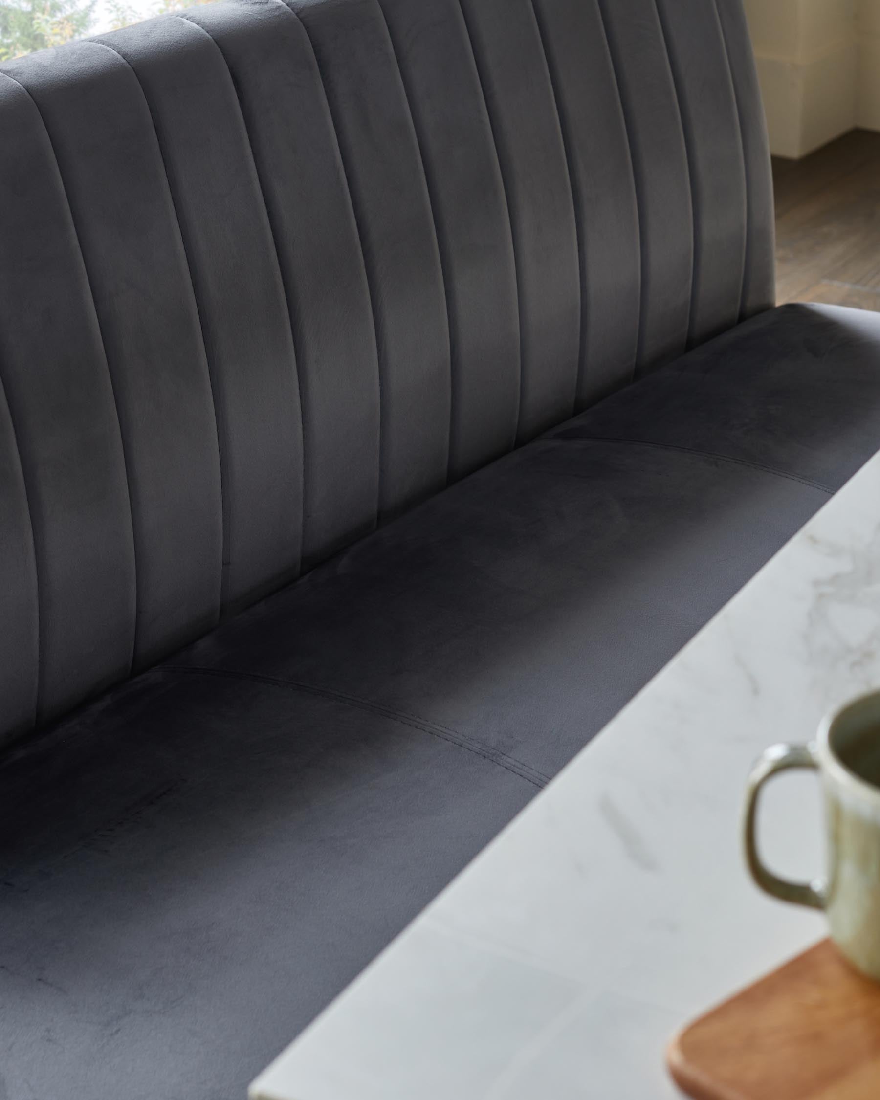 Ophelia 3 Seater Dark Grey Velvet Dining Bench With Backrest