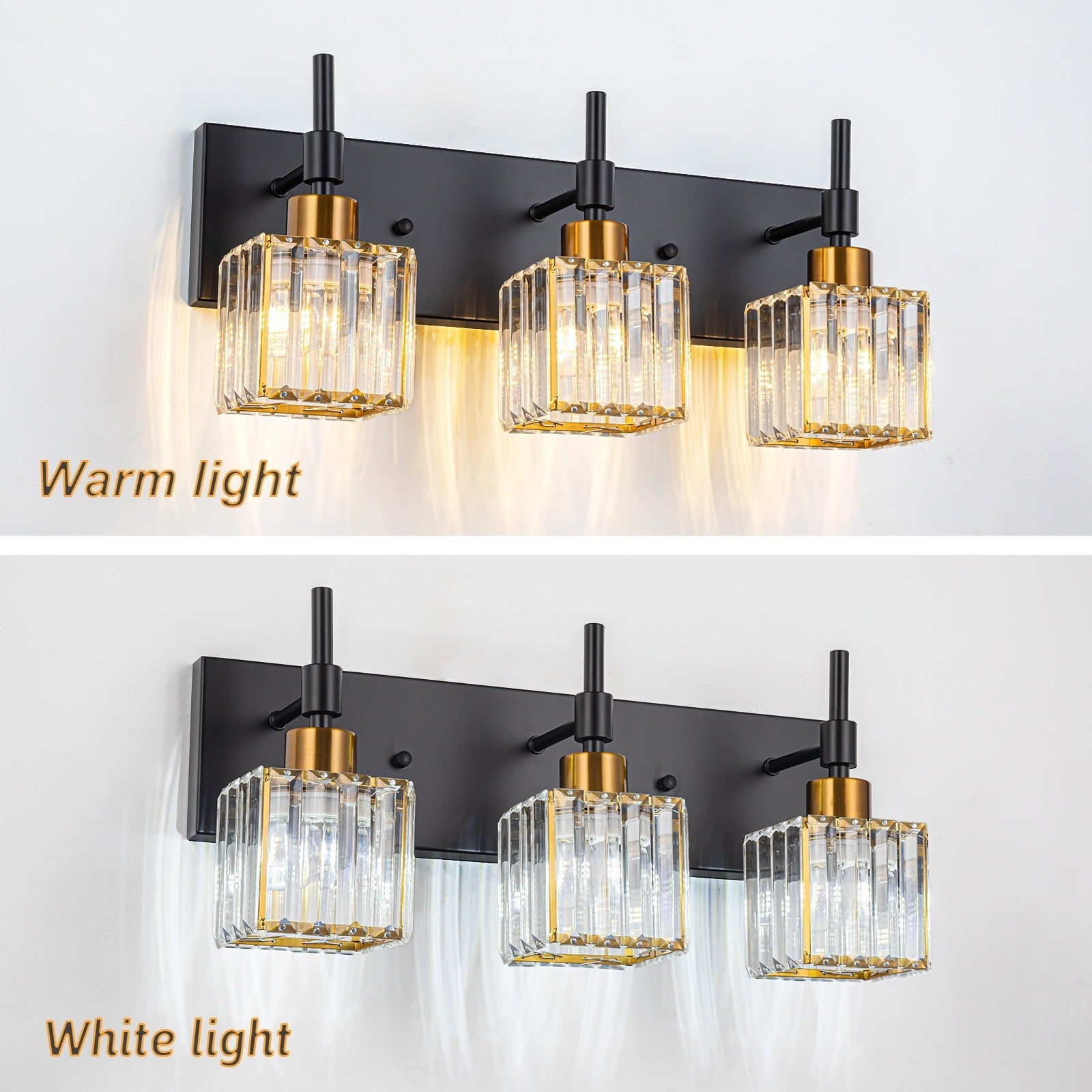 Ora Modern Dimmable Crystal Bathroom Light Fixtures Over Mirror Glam Vanity Lights