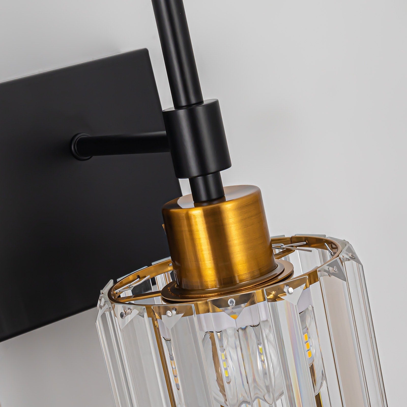 Modern Dimmable Crystal Bathroom Vanity Light Wall Sconces with Crystal Shades