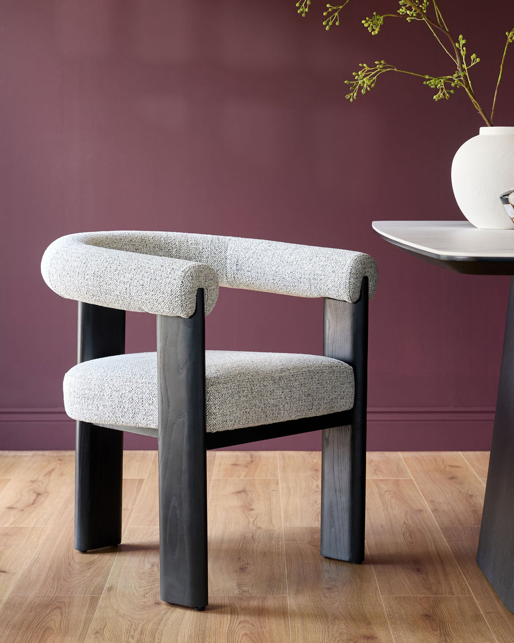 Orion grey chunky chenille dining chair