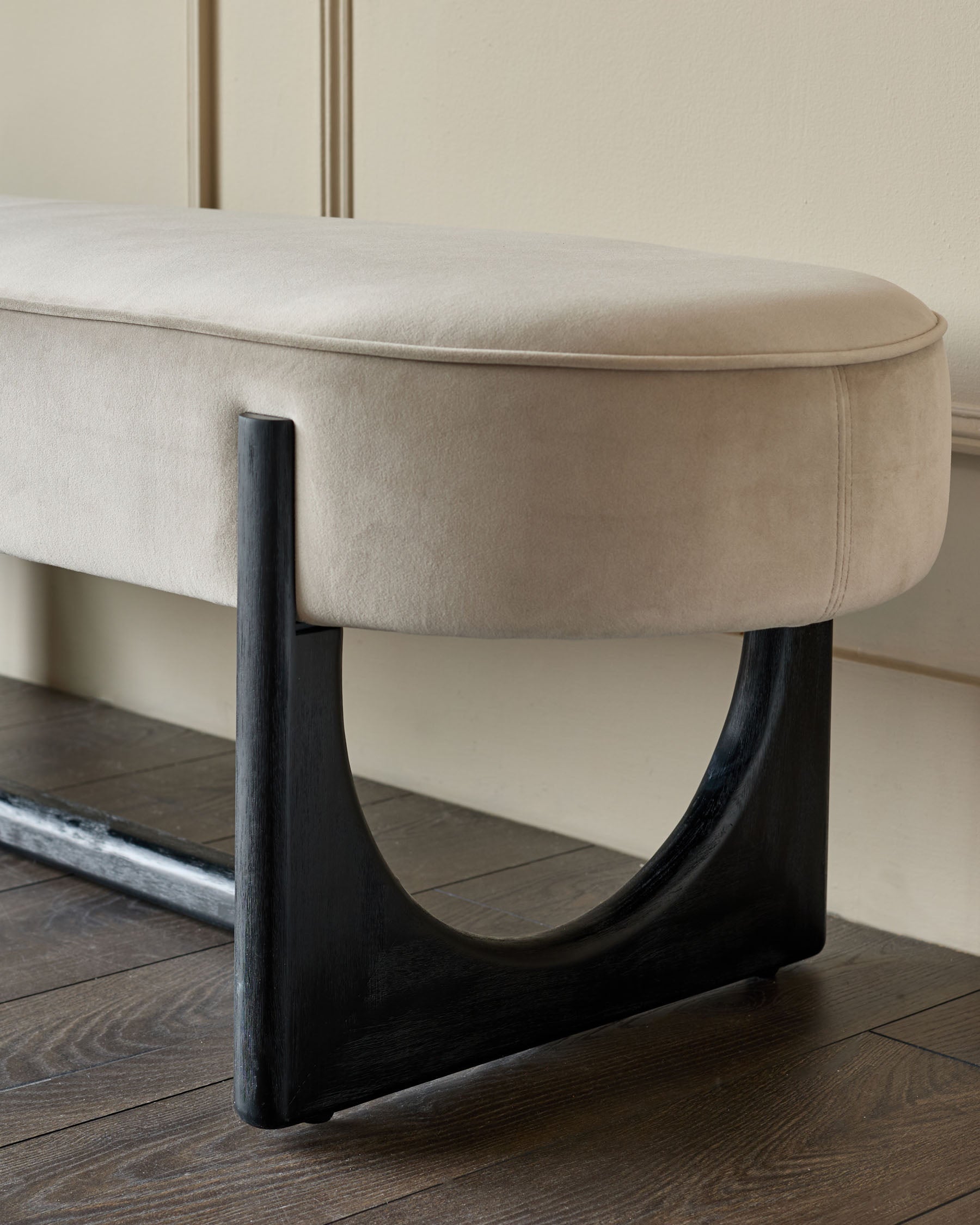 Orlan champagne velvet 3 seater bench without backrest