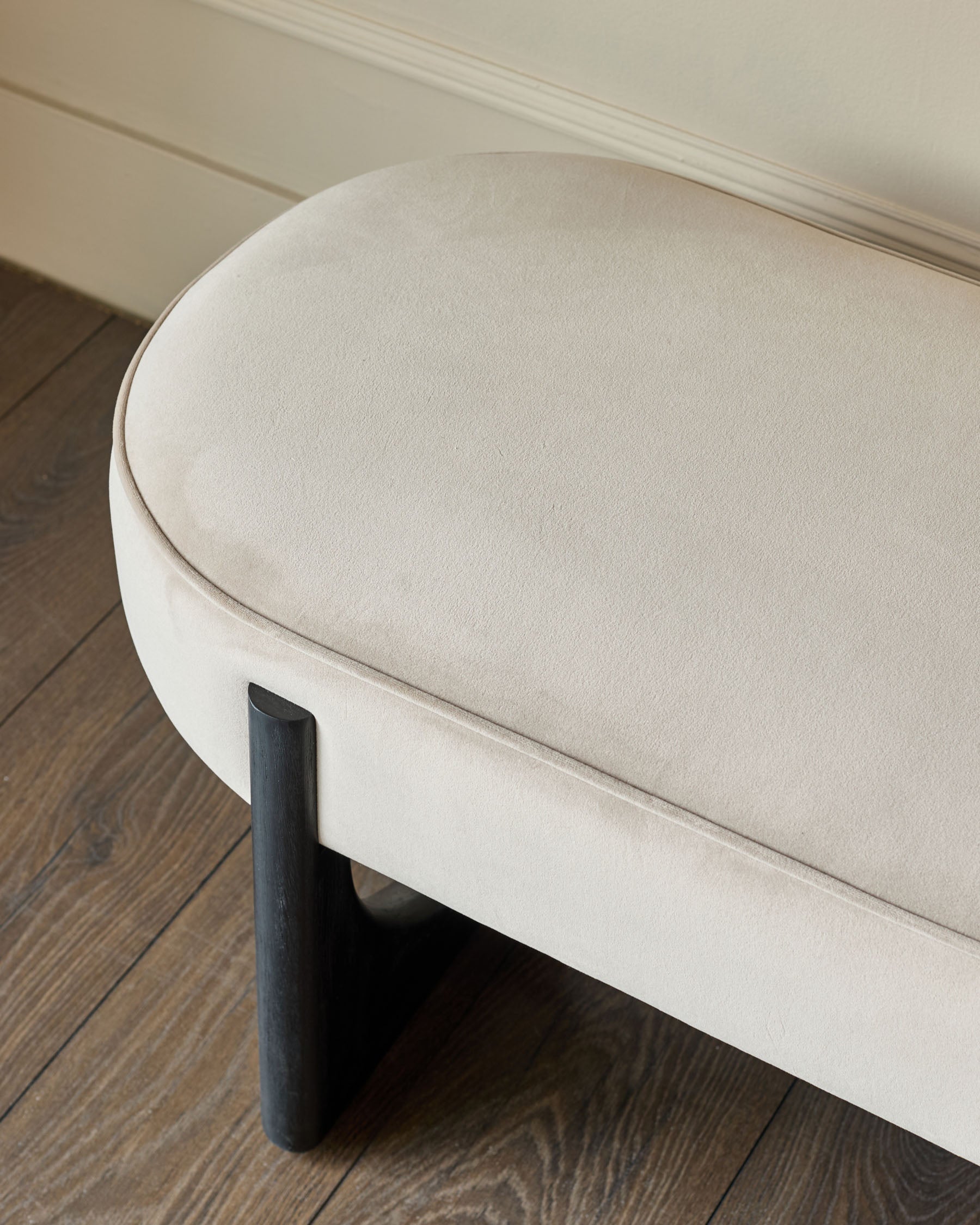 Orlan champagne velvet 3 seater bench without backrest