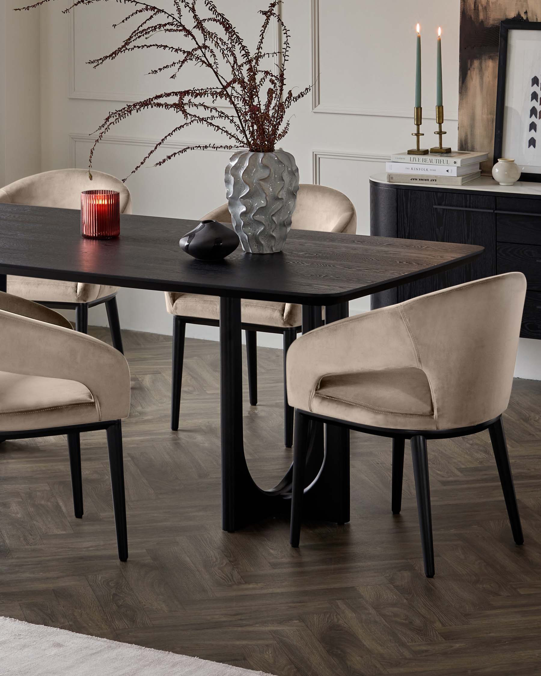 Heath Champagne Black Wood Dining Chair