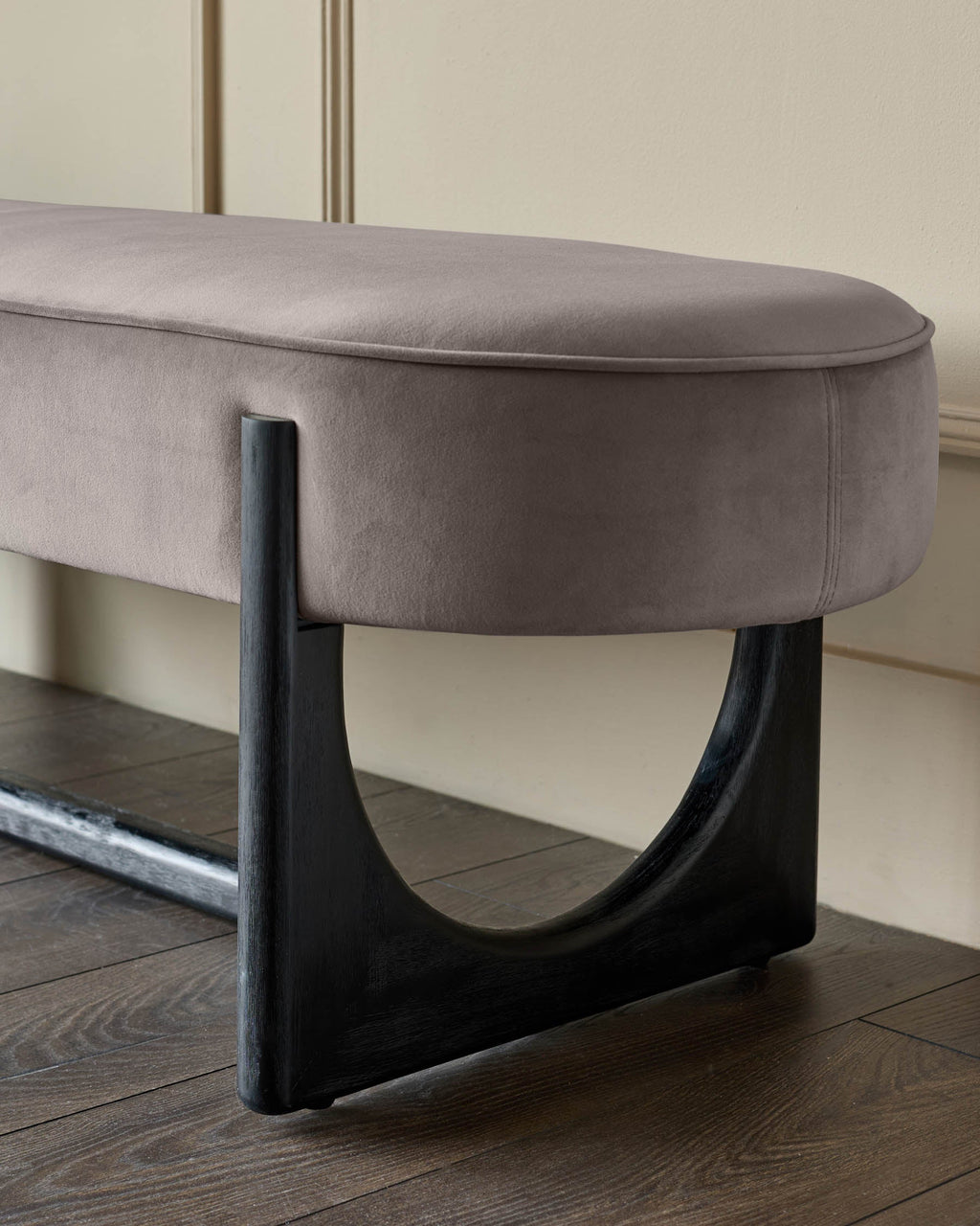 Orlan mocha velvet 3 seater dining bench without backrest